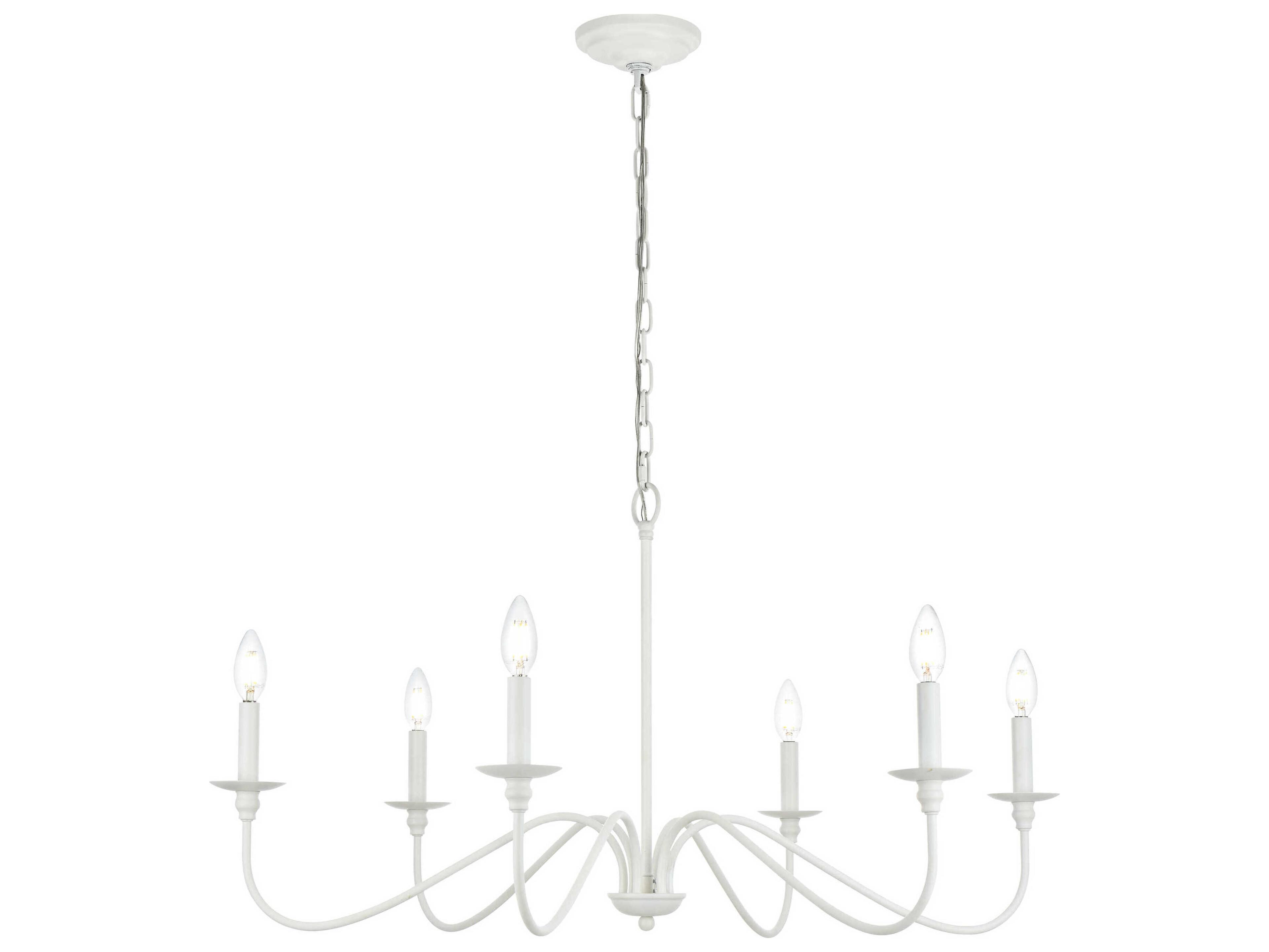 Elegant Lighting Rohan 6-Light White Candelabra Chandelier