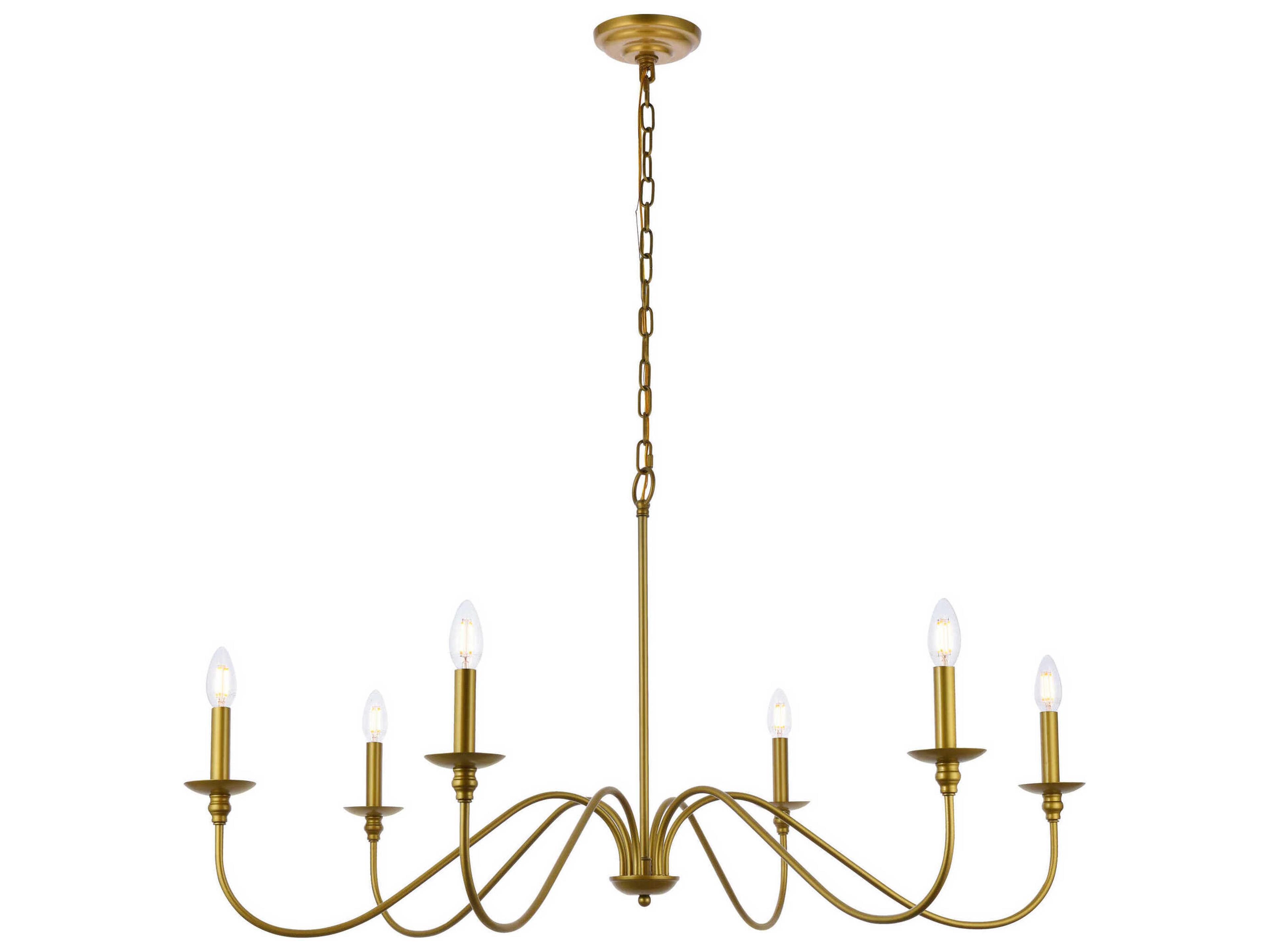 Elegant Lighting Rohan 6-Light Brass Candelabra Chandelier