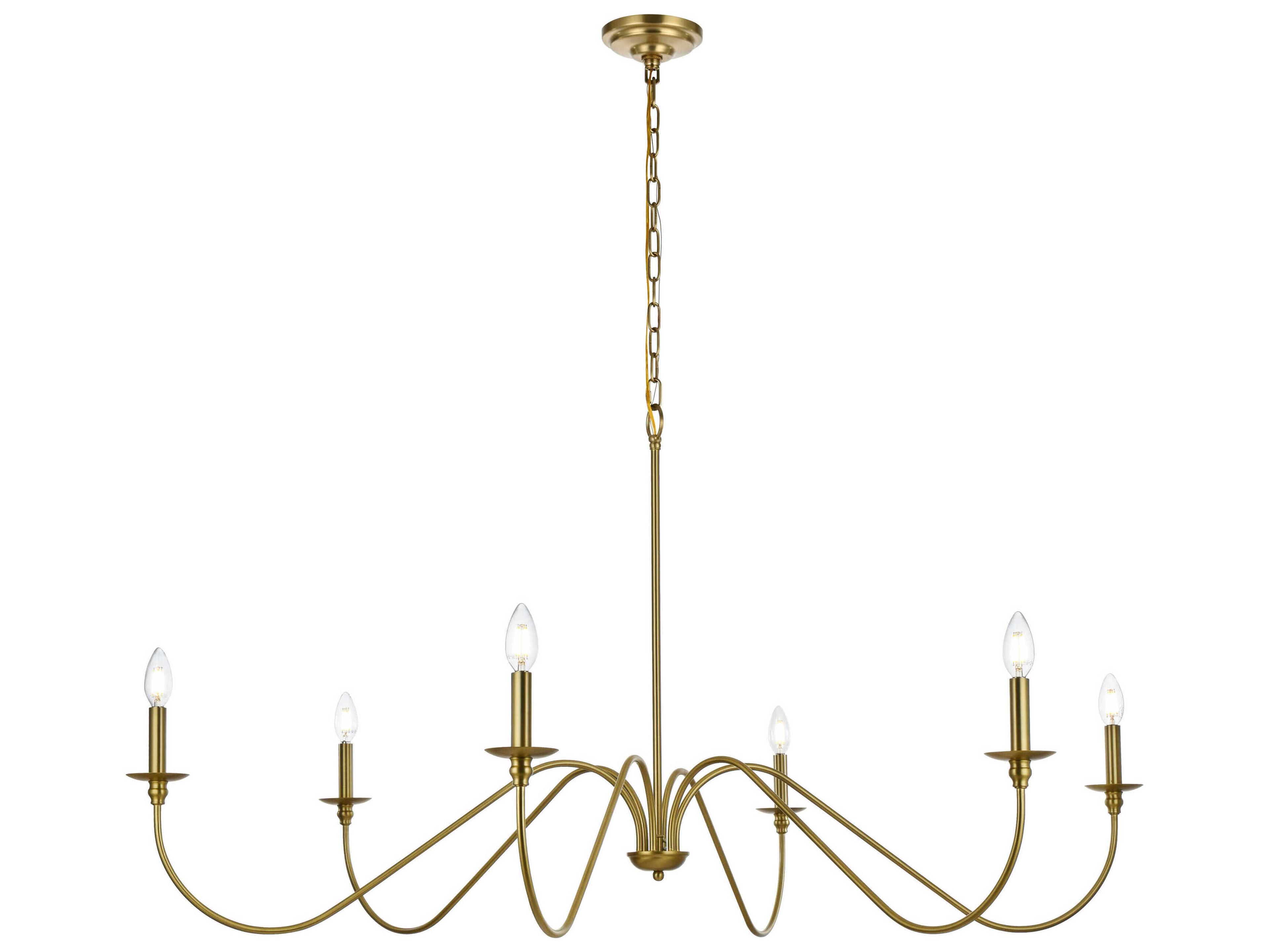 Elegant Lighting Rohan 6-Light Satin Gold Candelabra Chandelier