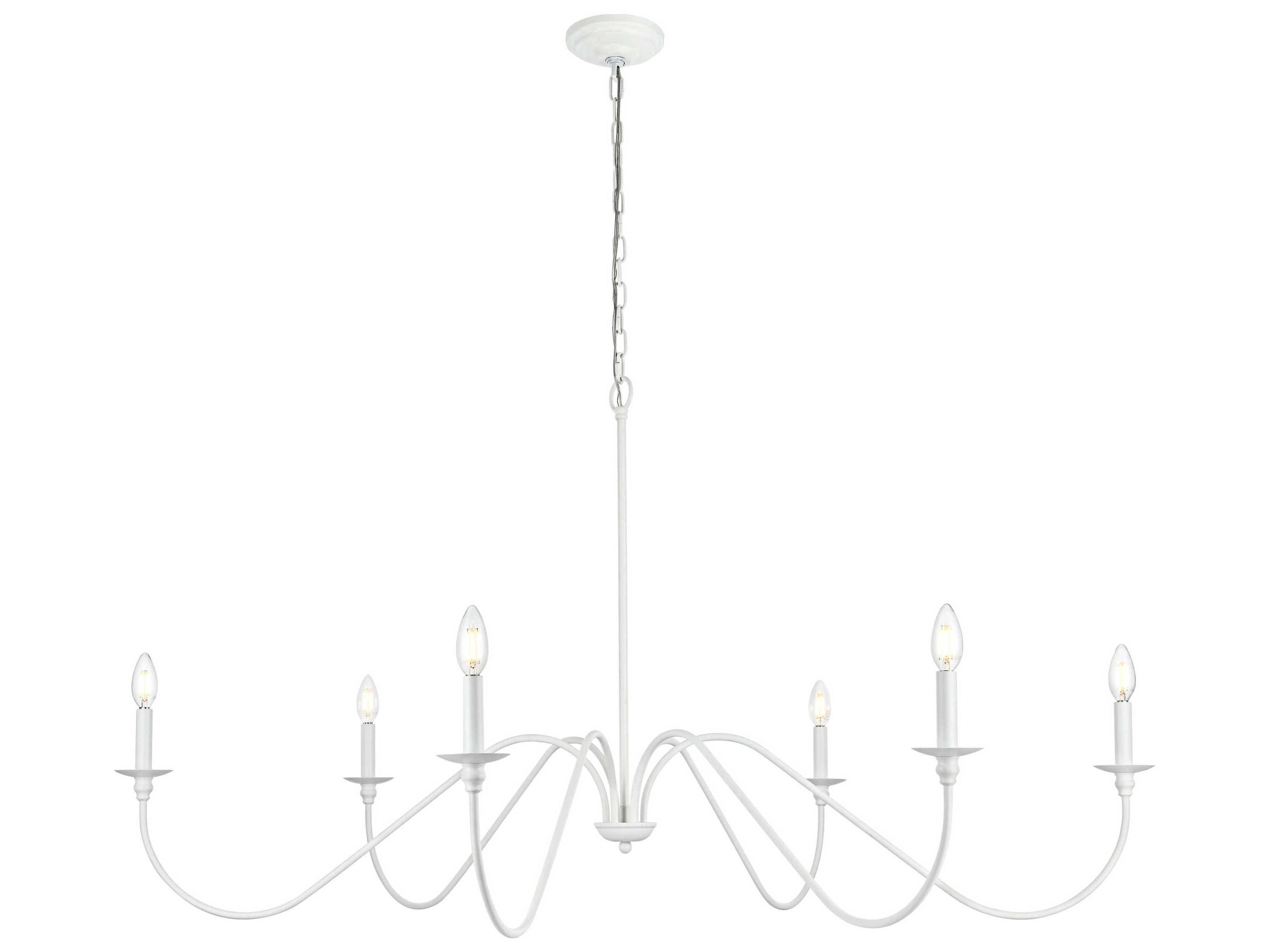 Elegant Lighting Rohan 6-Light White Candelabra Chandelier