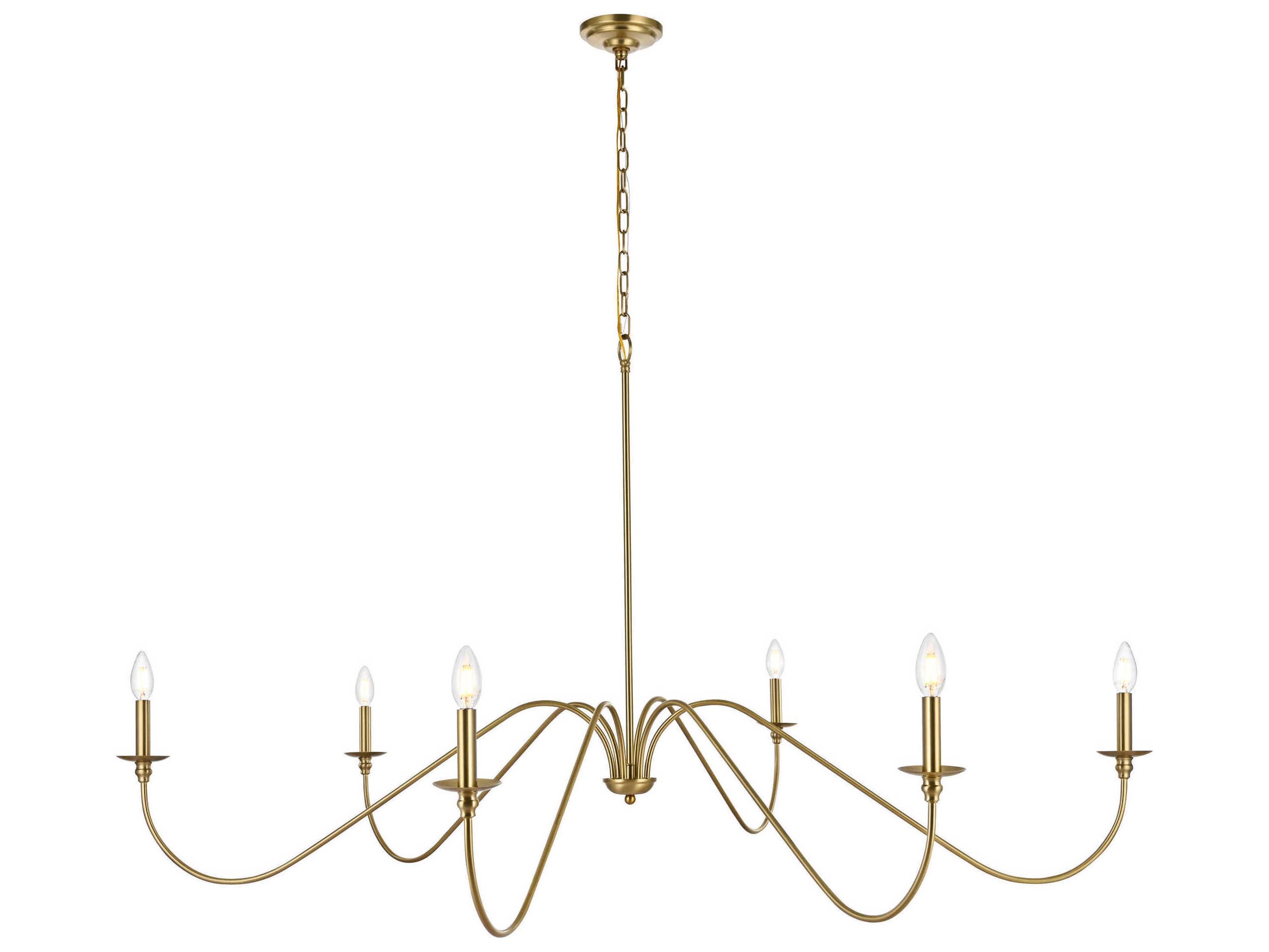 Elegant Lighting Rohan 6-Light Satin Gold Candelabra Chandelier