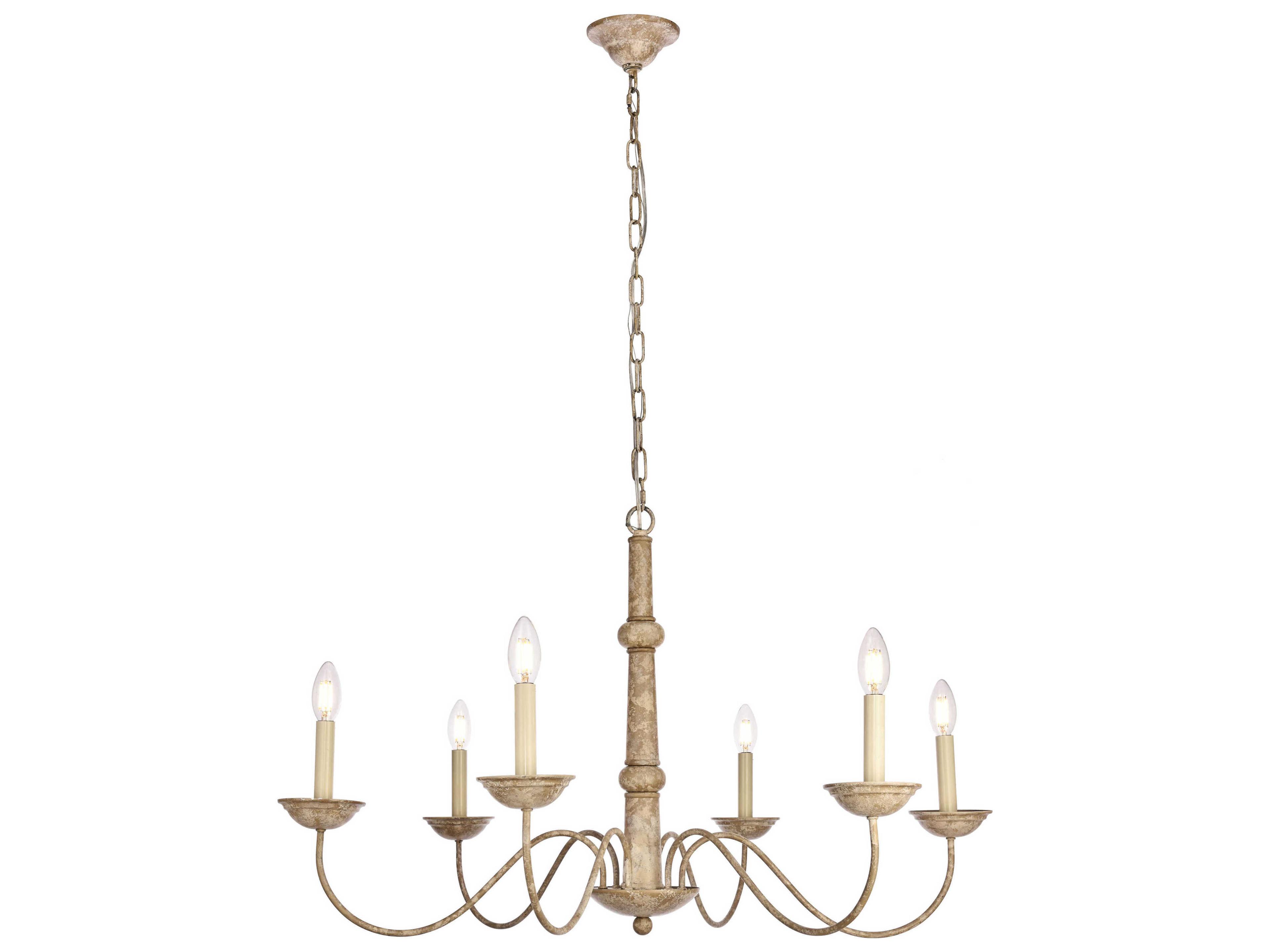 Elegant Lighting Merritt 6-Light Weathered Dove Brown Chandelier