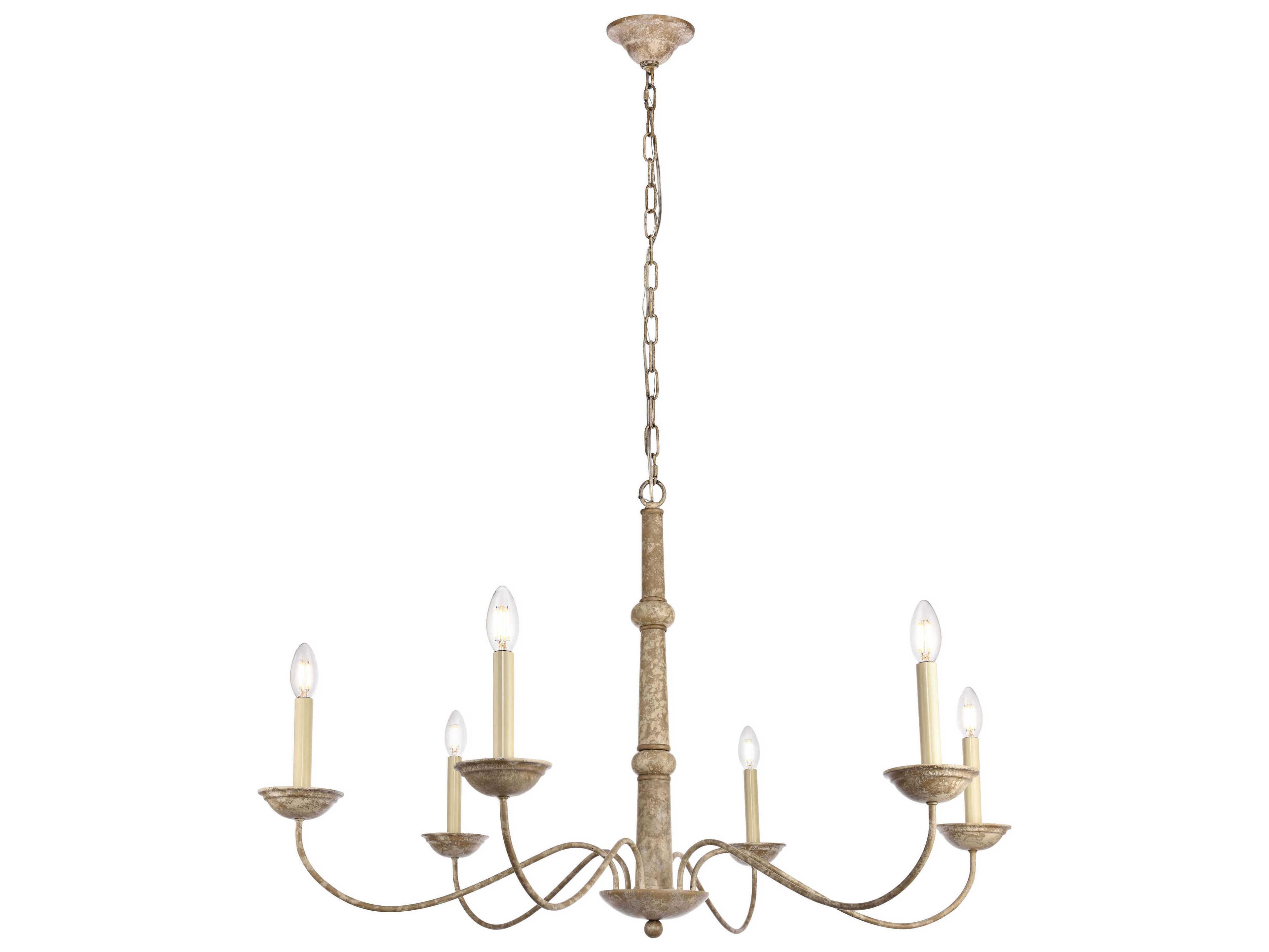 Elegant Lighting Merritt 6-Light Weathered Dove Brown Chandelier
