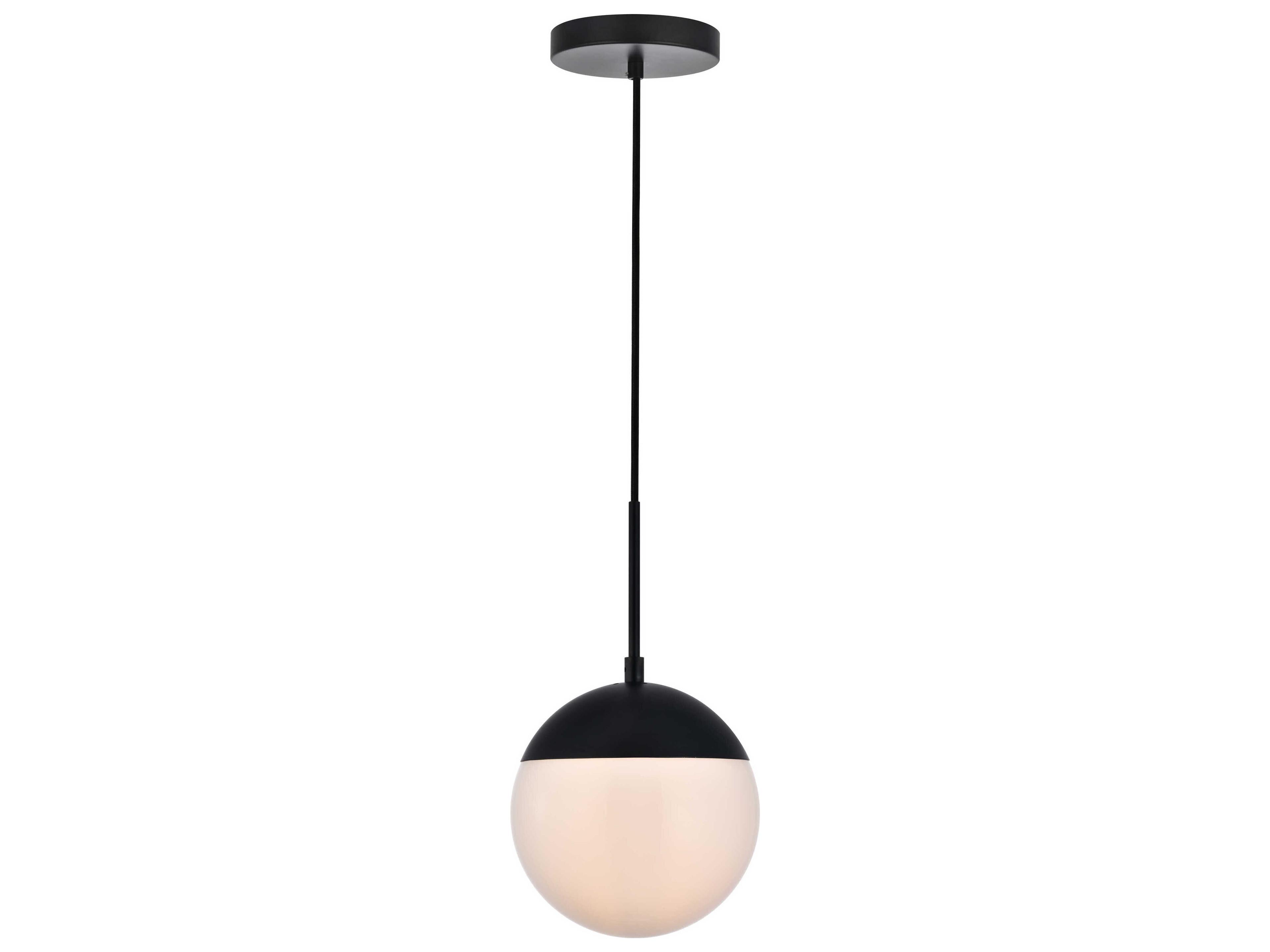 Elegant Lighting Eclipse 1-Light Black Glass Globe Mini Pendant