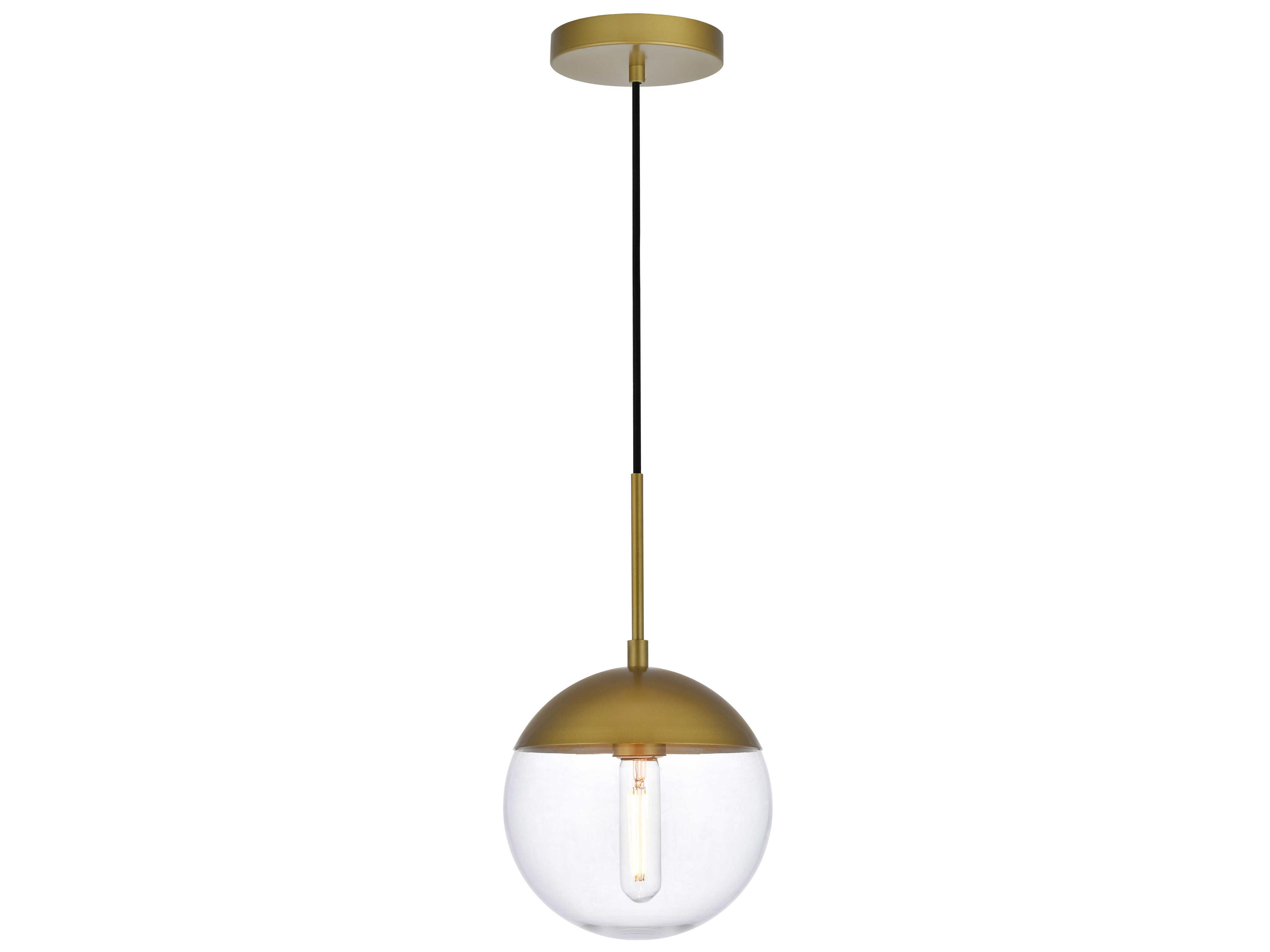 Elegant Lighting Eclipse 1-Light Brass Glass Globe Mini Pendant