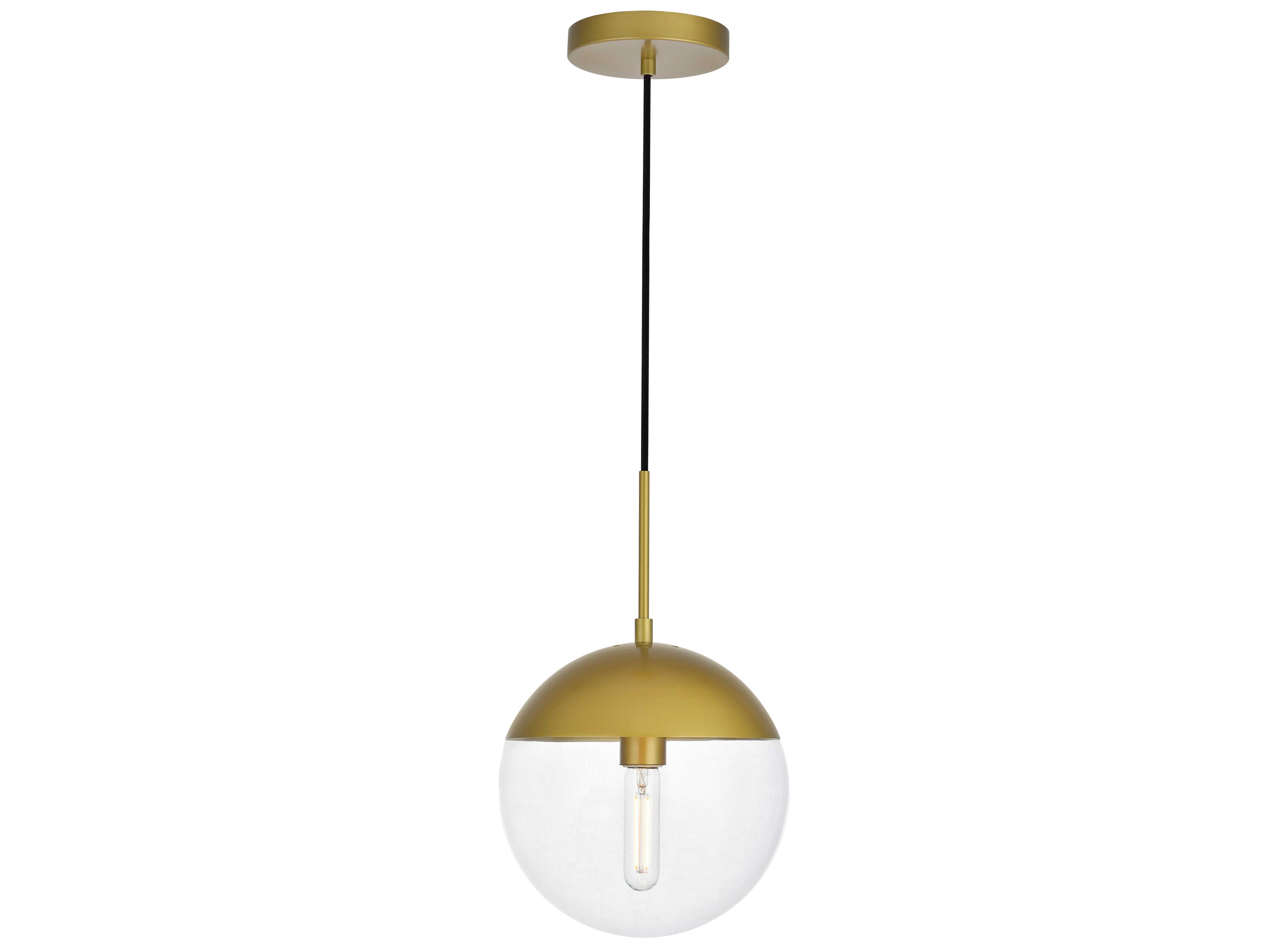 Elegant Lighting Eclipse 1-Light Brass Glass Globe Mini Pendant