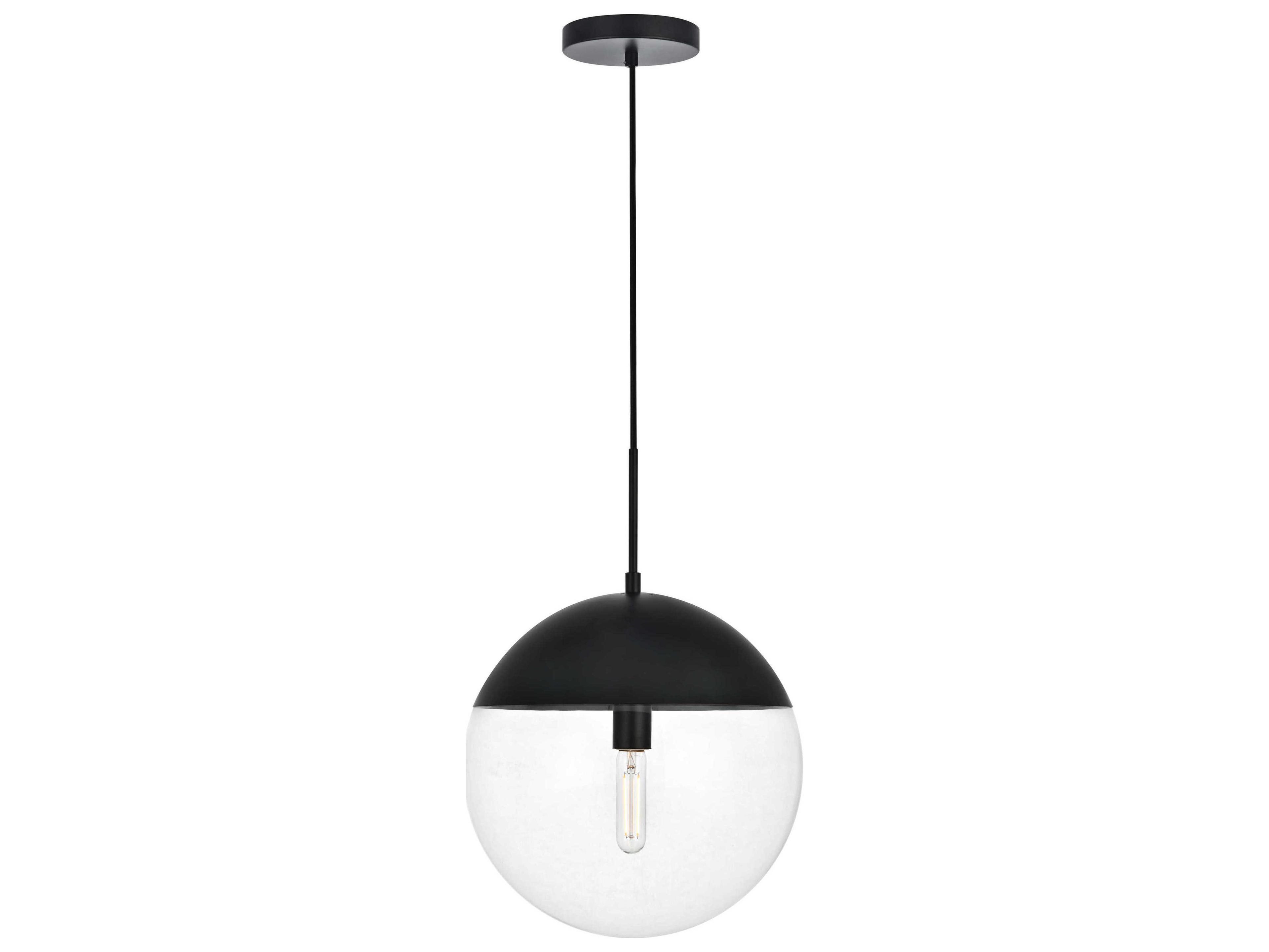 Elegant Lighting Eclipse 1-Light Black Glass Globe Pendant