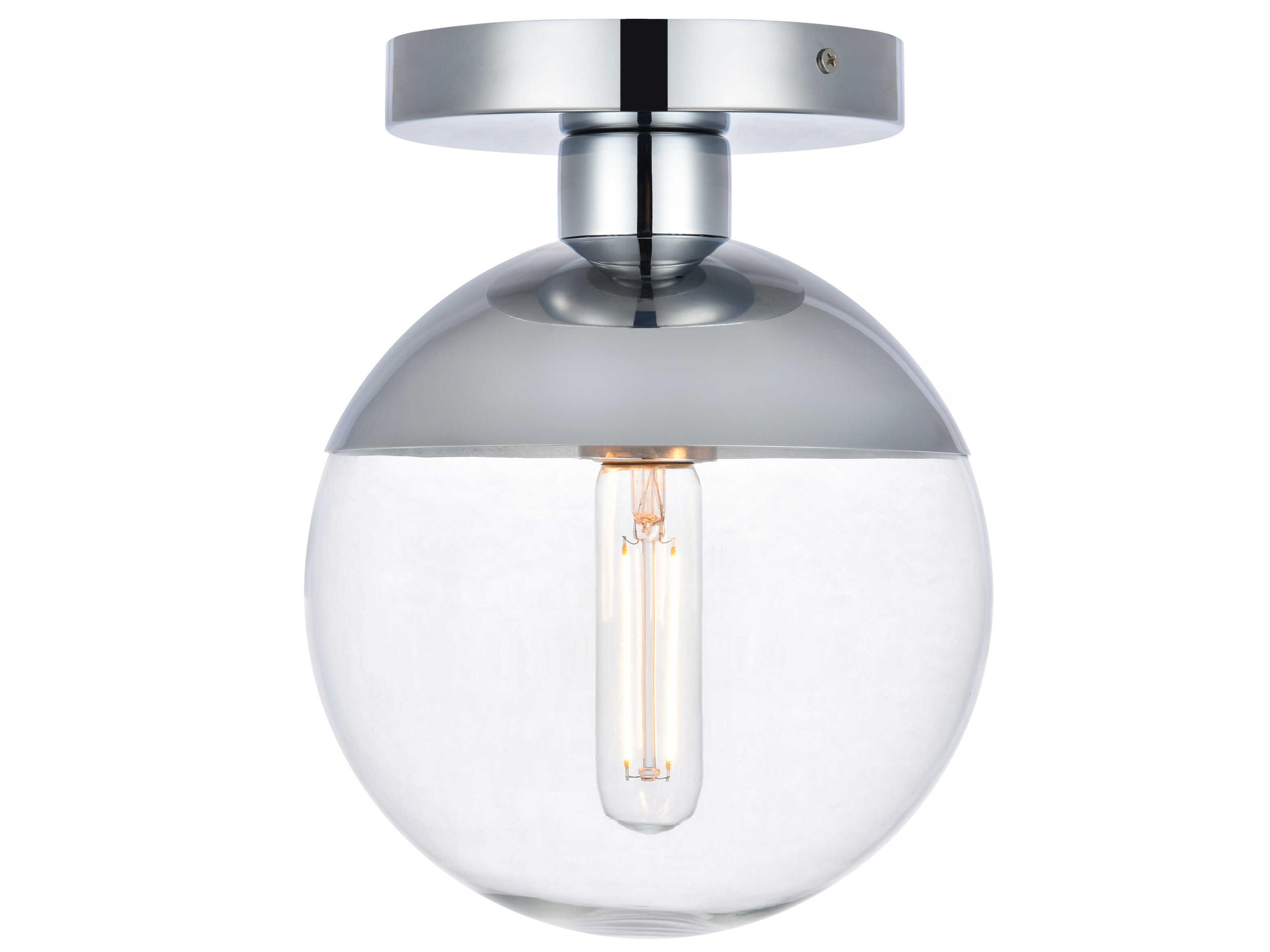 Elegant Lighting Eclipse 1-Light Chrome Glass Globe Semi Flush Mount
