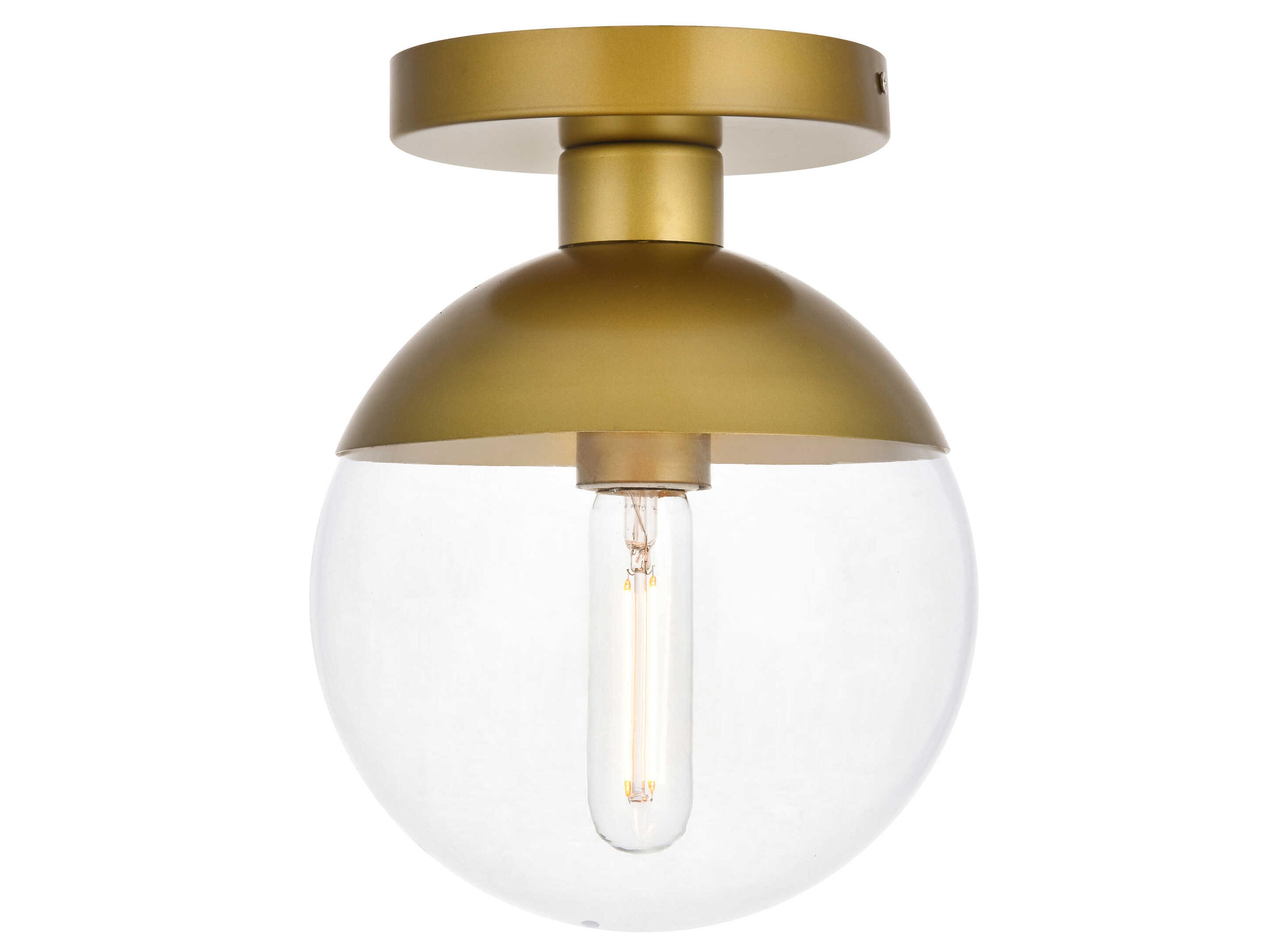 Elegant Lighting Eclipse 1-Light Brass Glass Globe Semi Flush Mount