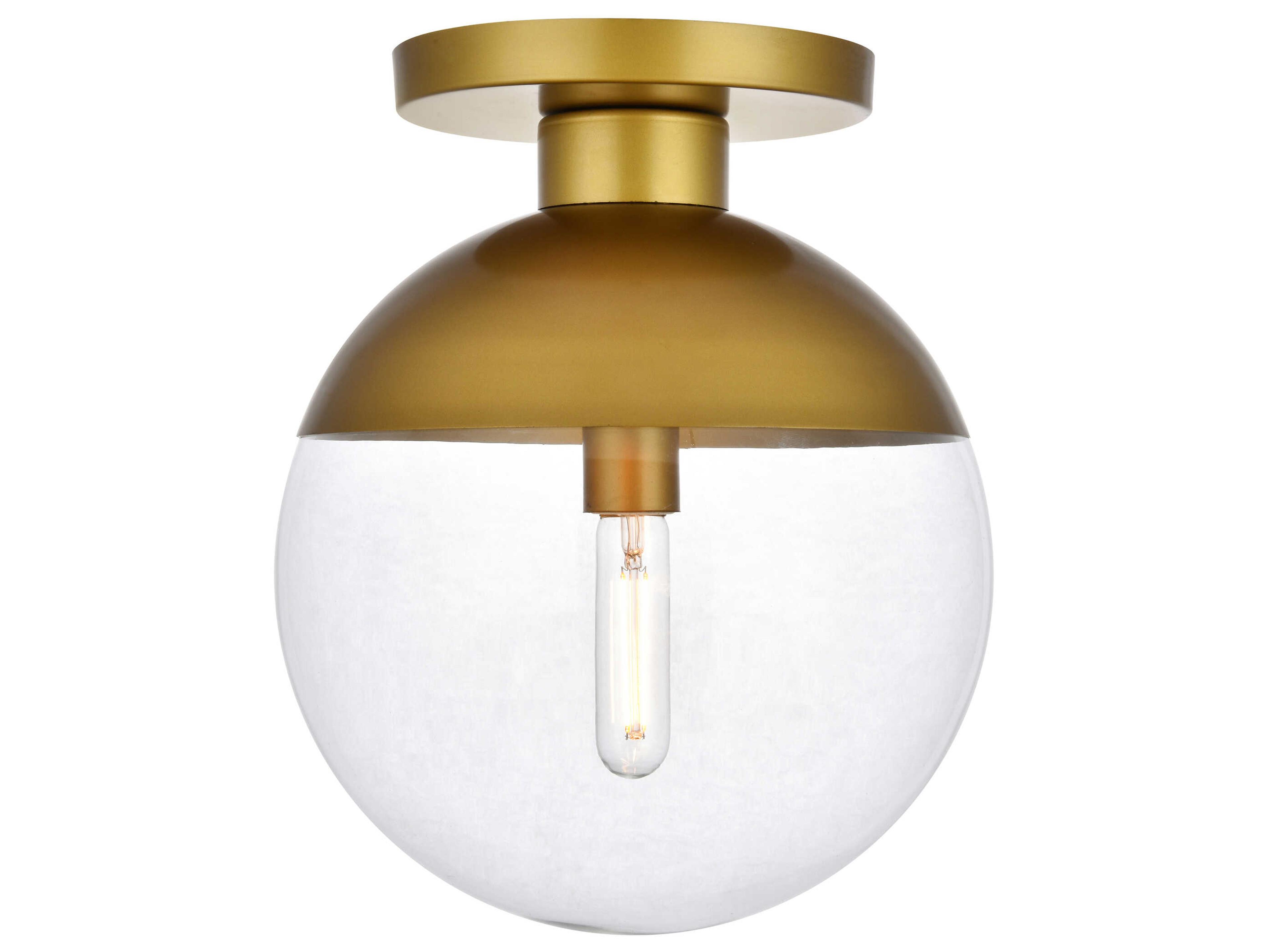Elegant Lighting Eclipse 1-Light Brass Glass Globe Semi Flush Mount