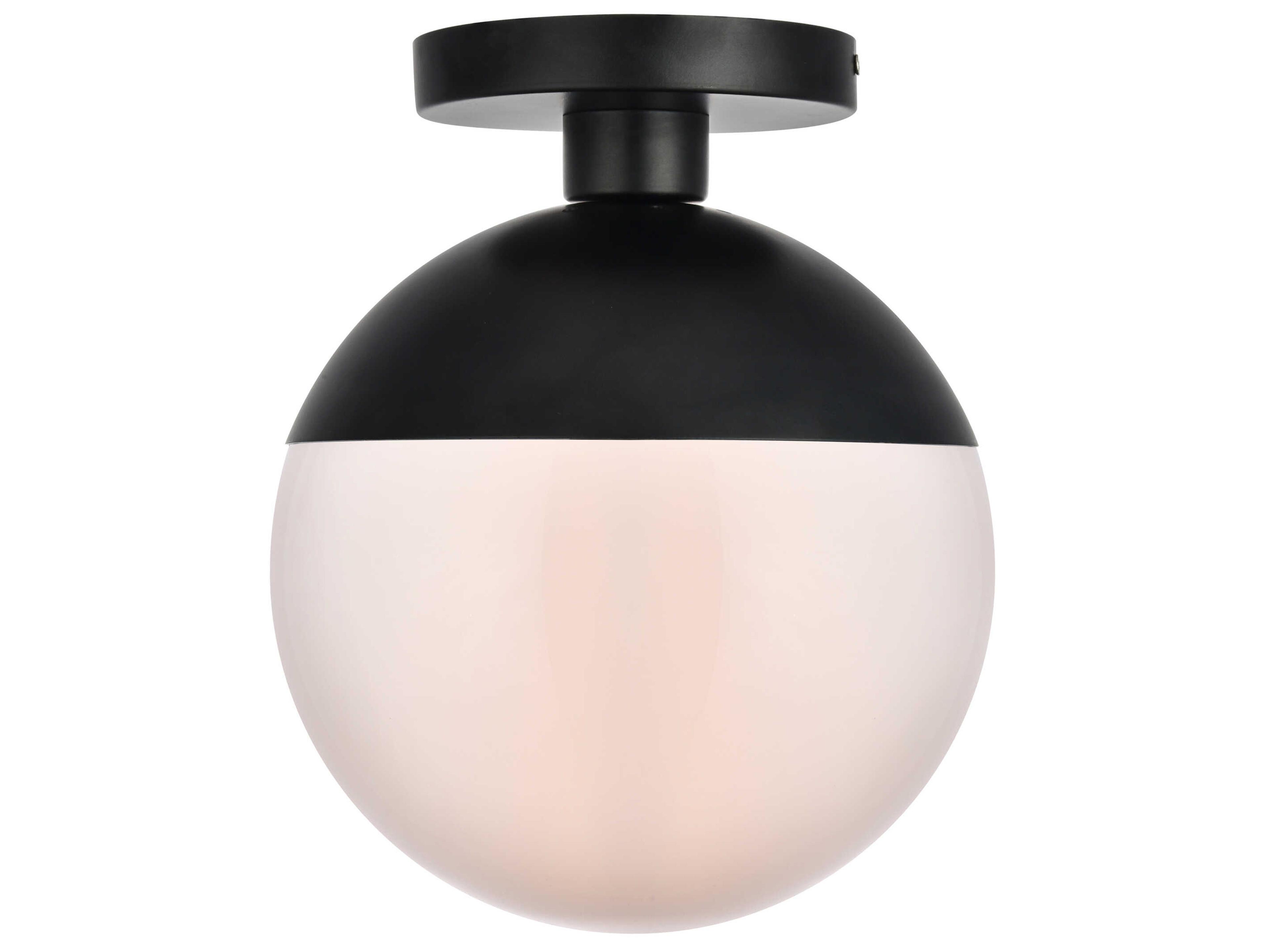 Elegant Lighting Eclipse 1-Light Black Glass Globe Semi Flush Mount