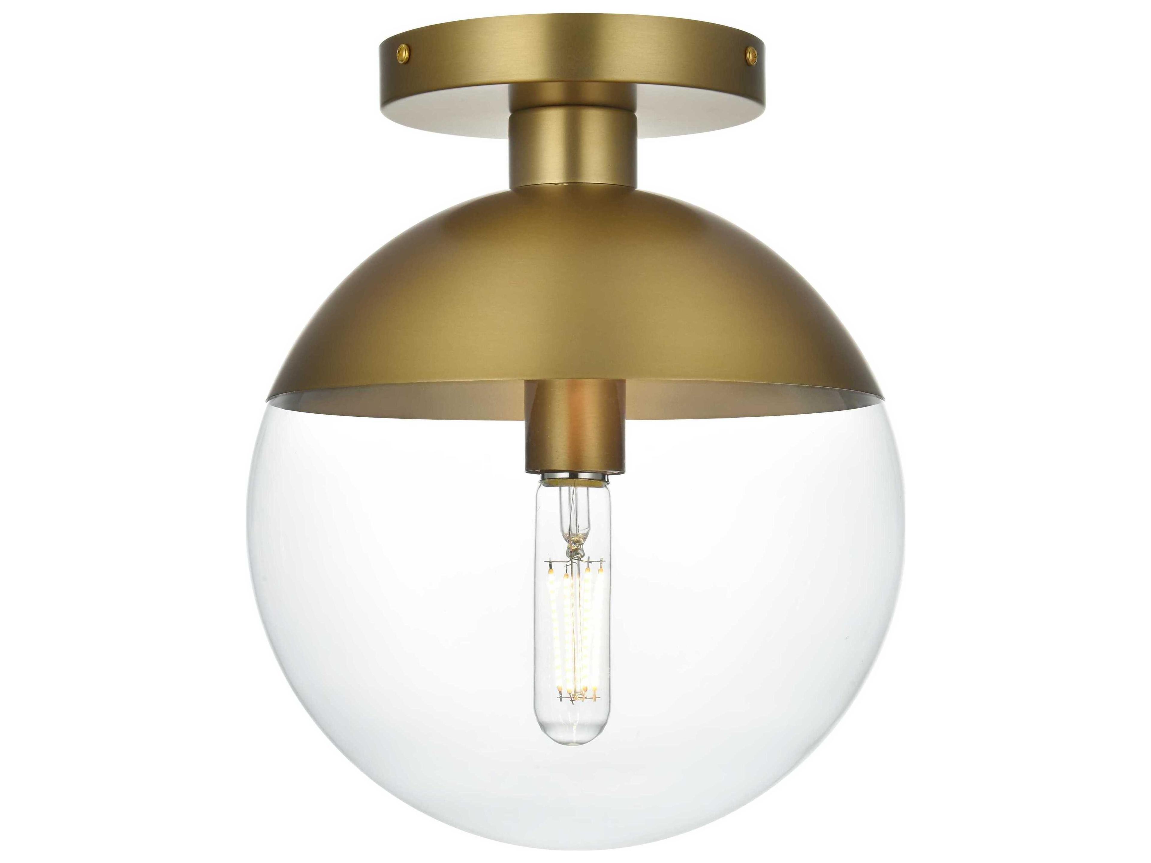Elegant Lighting Eclipse 1-Light Satin Gold Globe Semi Flush Mount
