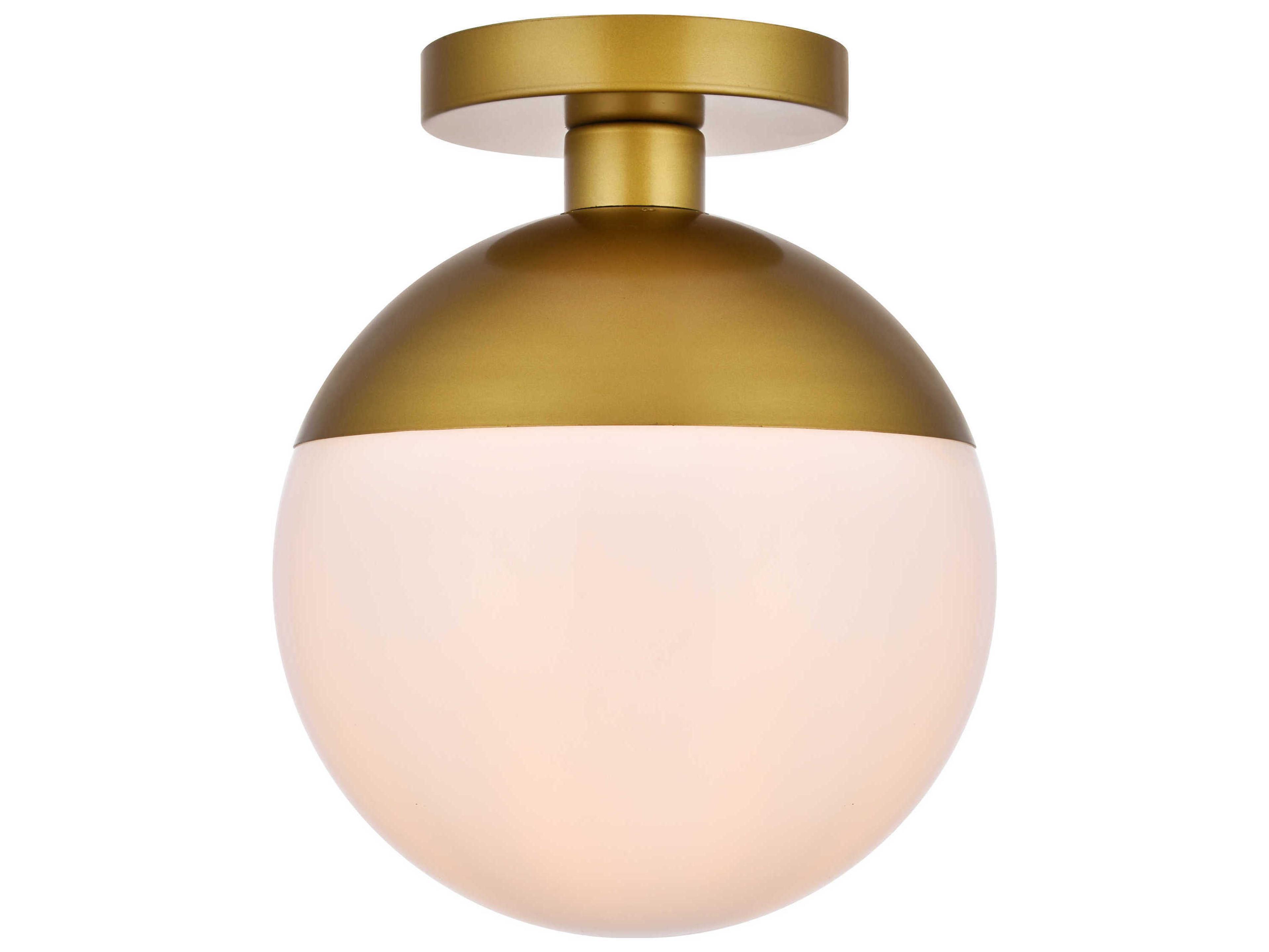 Elegant Lighting Eclipse 1-Light Brass Glass Globe Flush Mount