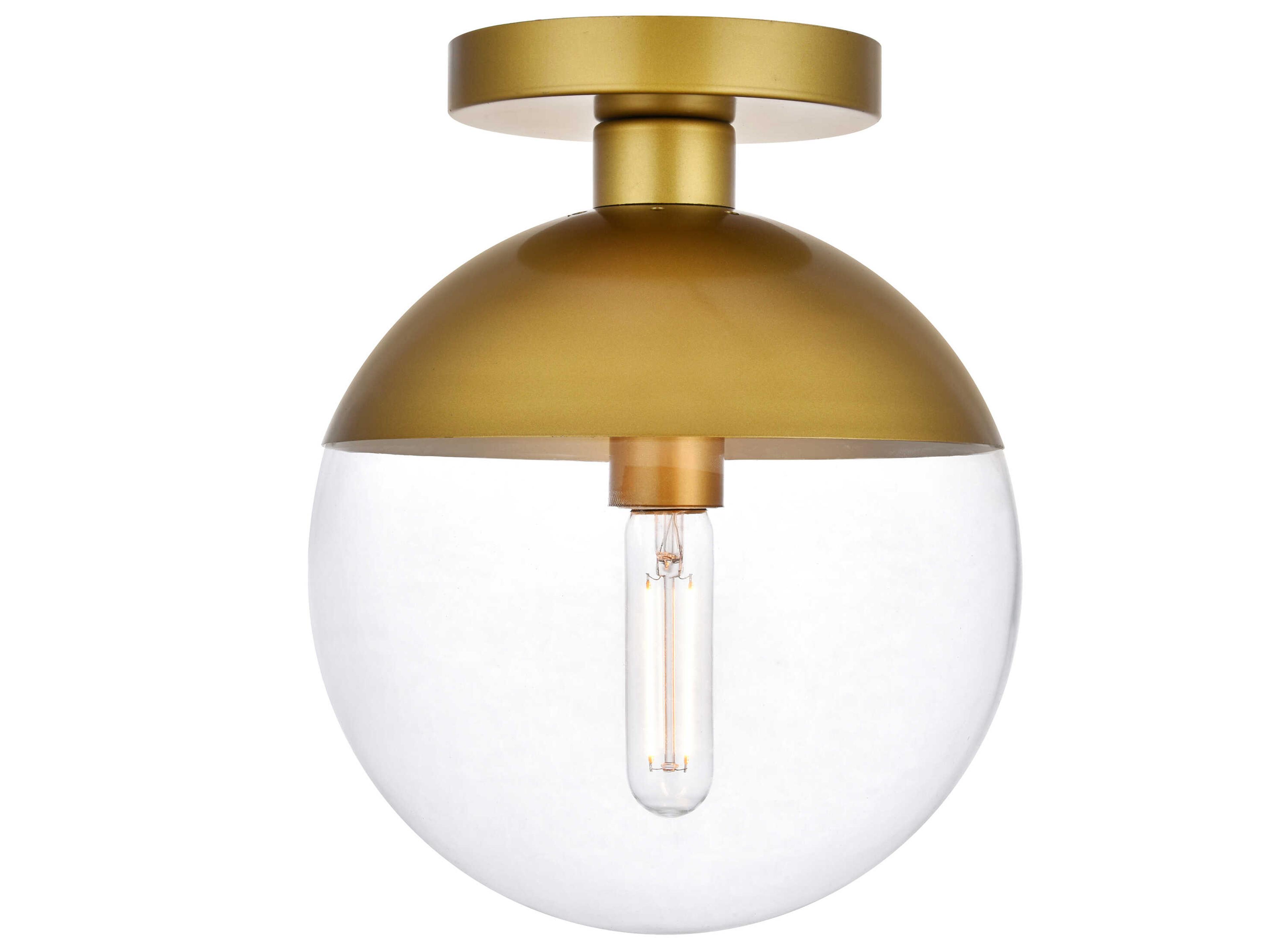 Elegant Lighting Eclipse 1-Light Brass Glass Globe Semi Flush Mount