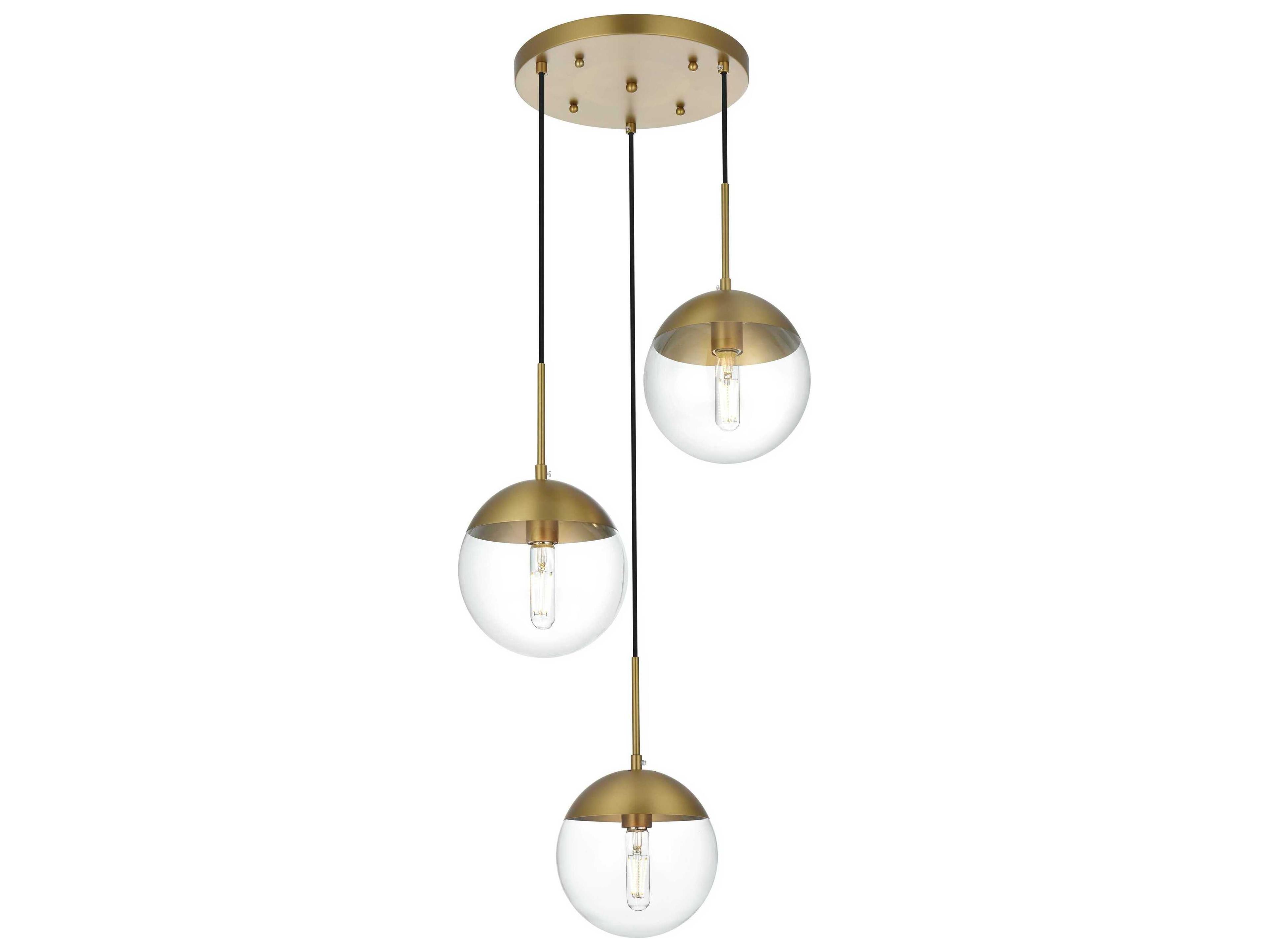 Elegant Lighting Eclipse 3-Light Satin Gold Globe Pendant