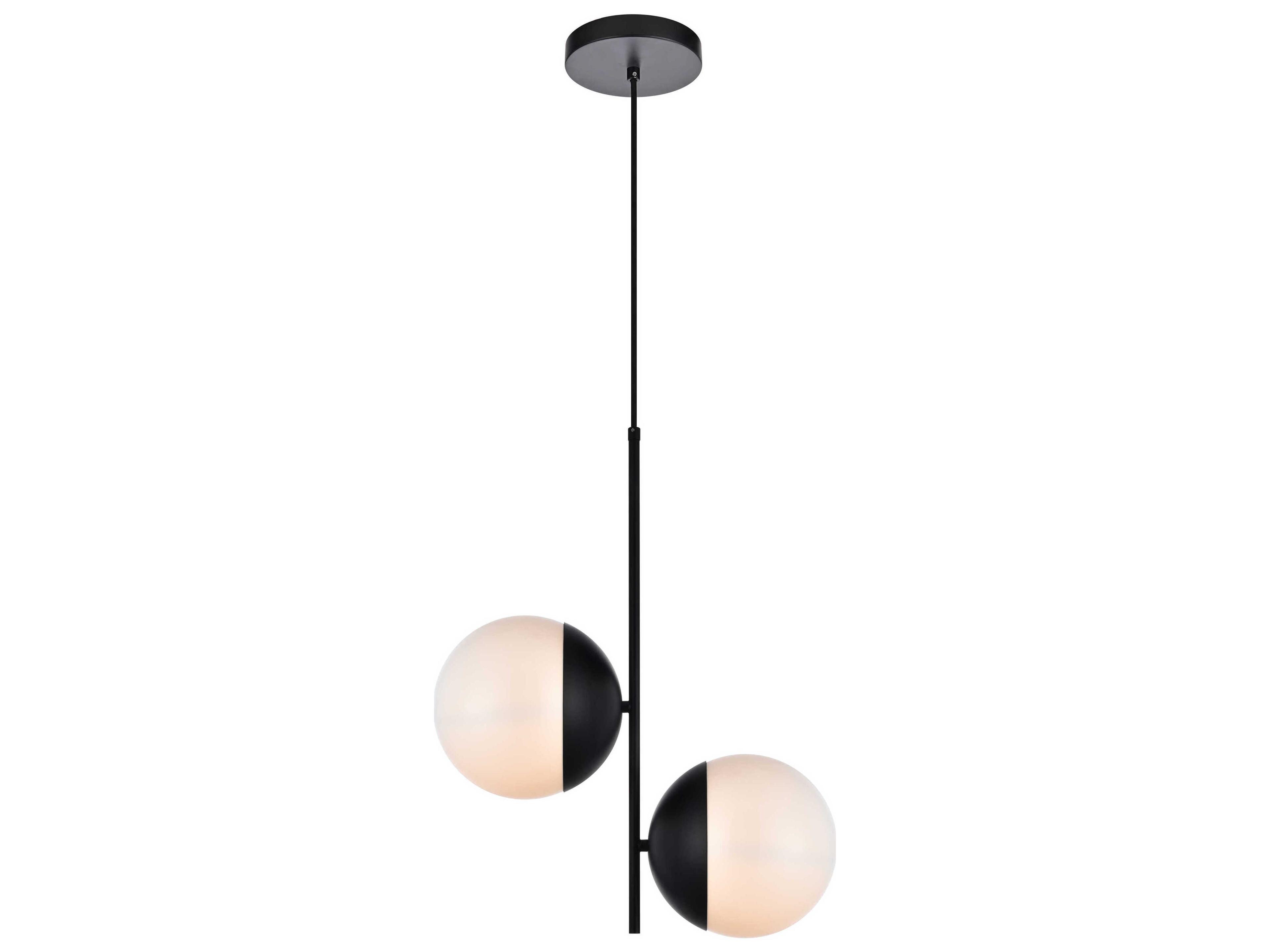 Elegant Lighting Eclipse 2-Light Black Glass Globe Pendant