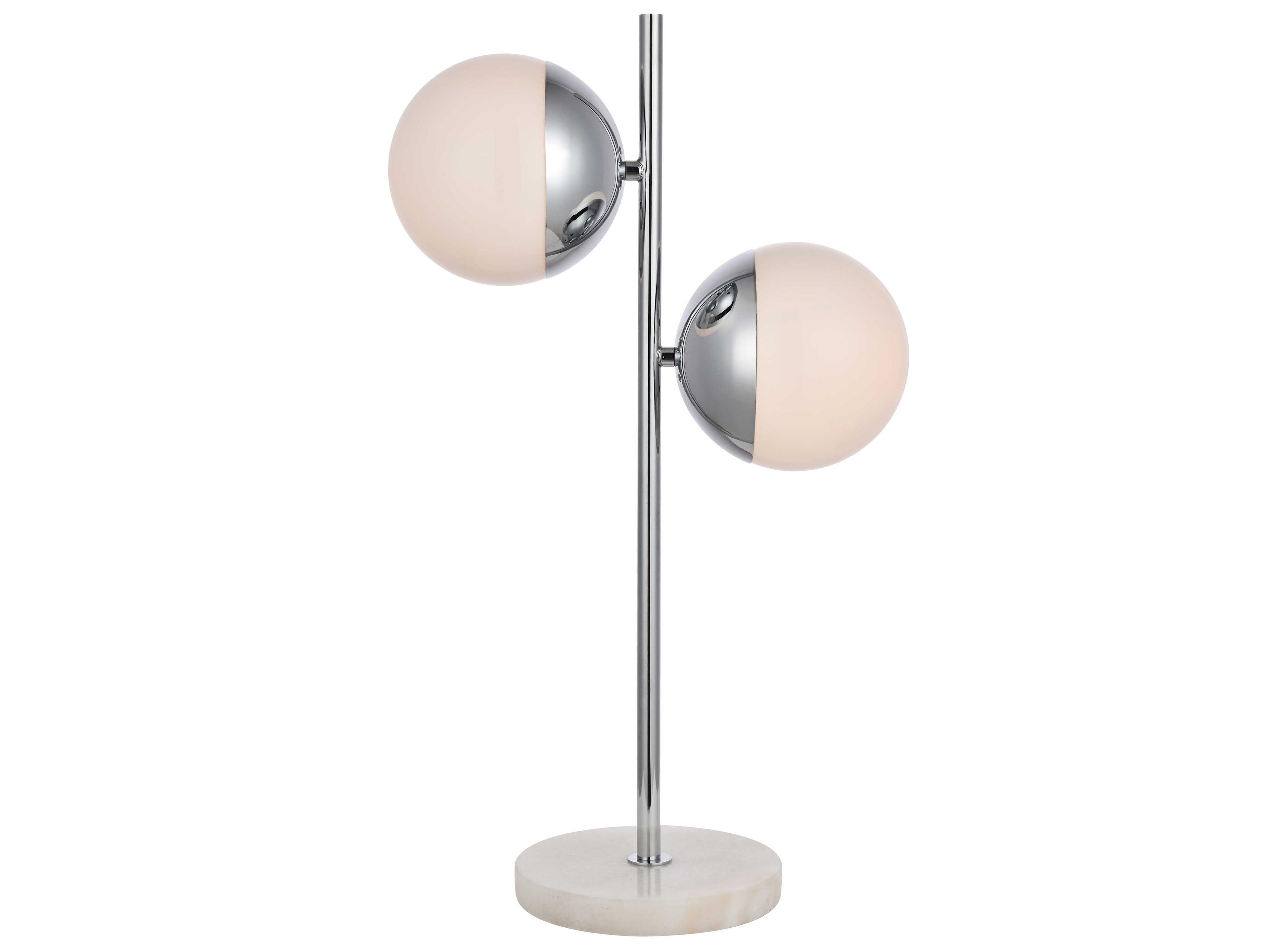Elegant Lighting Eclipse Chrome Table Lamp with Frosted White Glass Shade