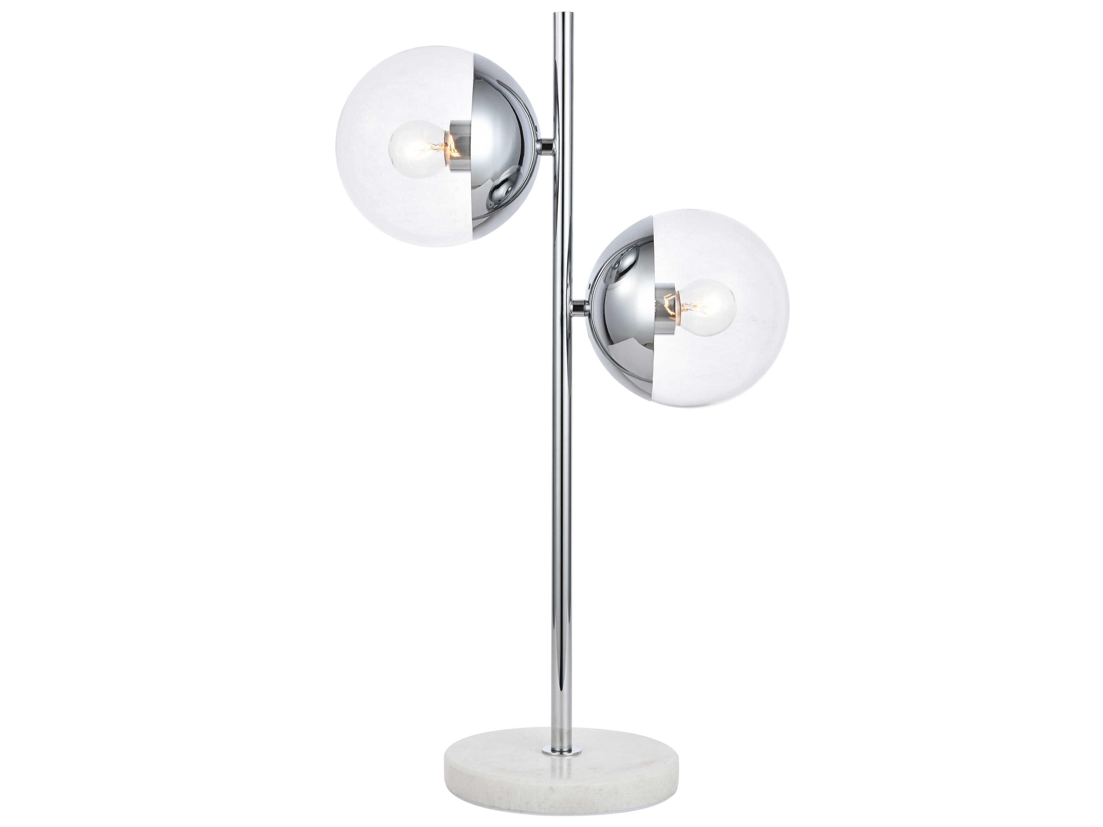 Elegant Lighting Eclipse Chrome Table Lamp with Clear Glass Shade