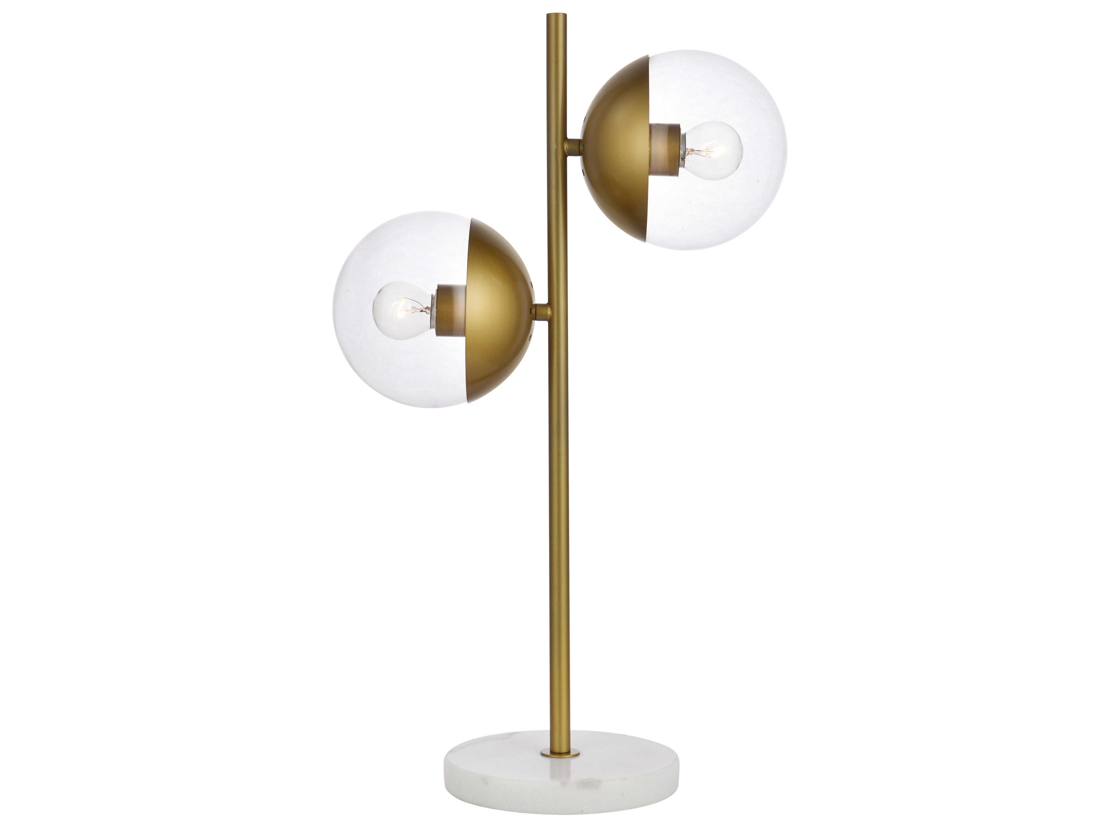 Elegant Lighting Eclipse Brass Table Lamp with Clear Glass Shade