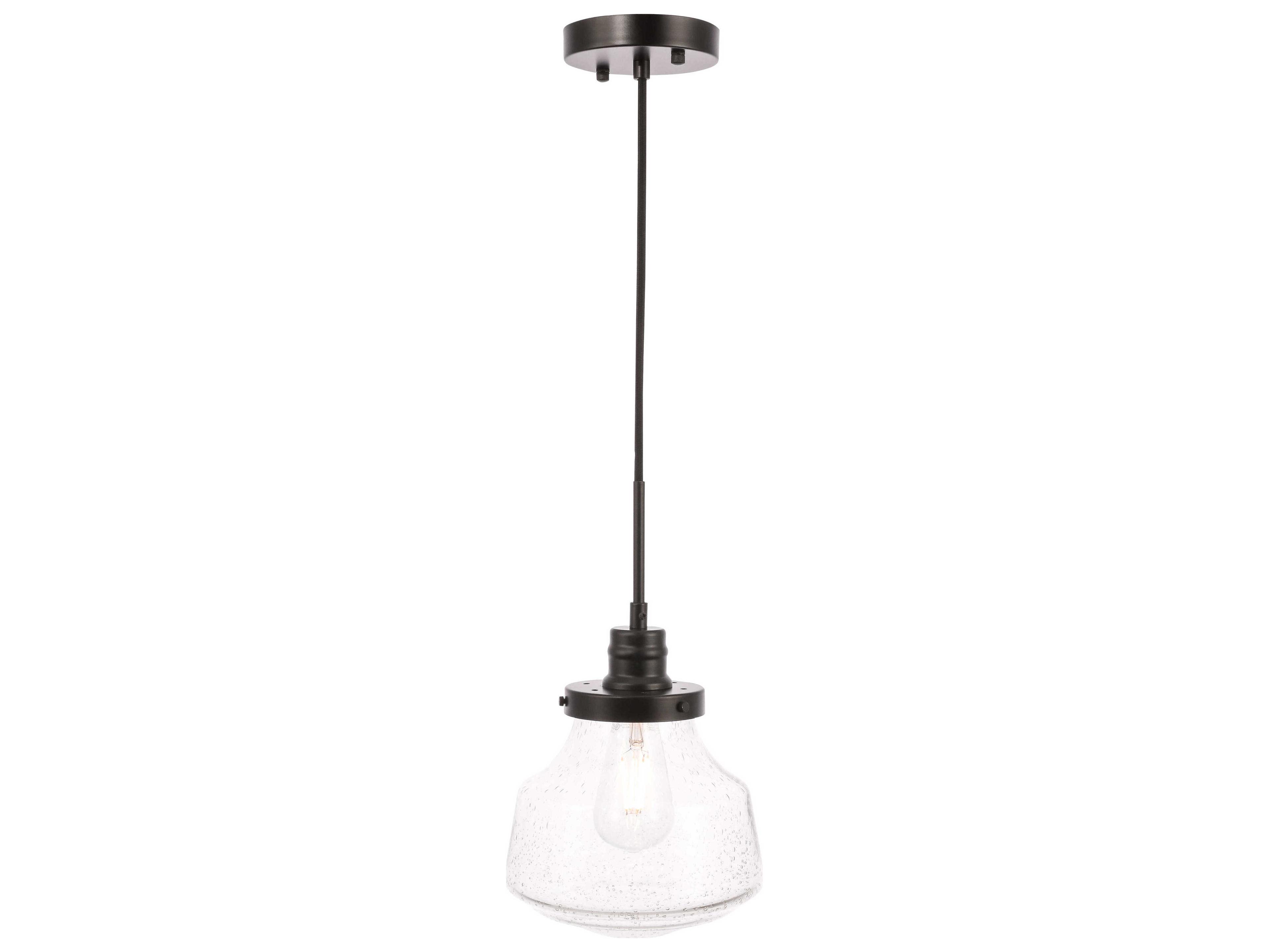 Elegant Lighting Lyle 1-Light Black Glass Mini Pendant