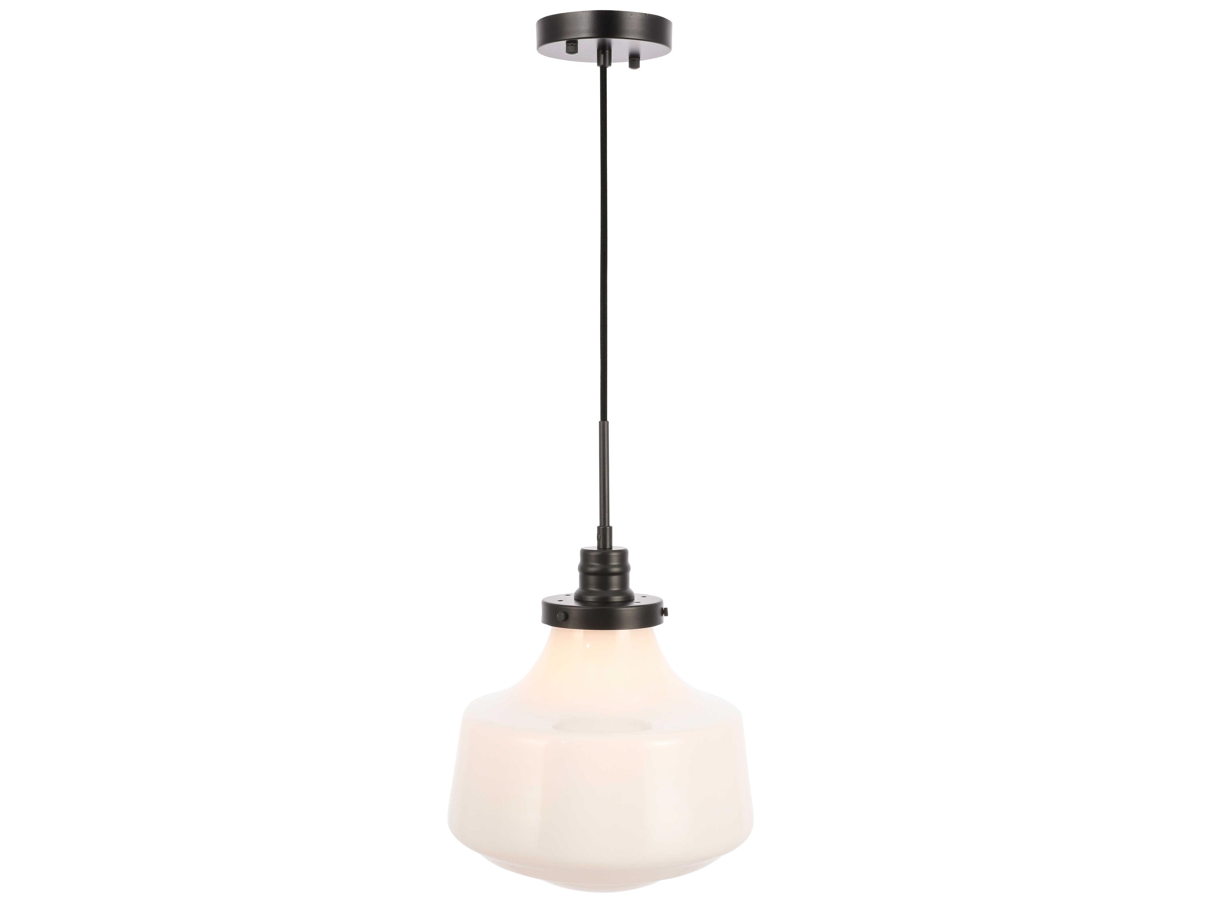 Elegant Lighting Lyle 1-Light Black Glass Mini Pendant