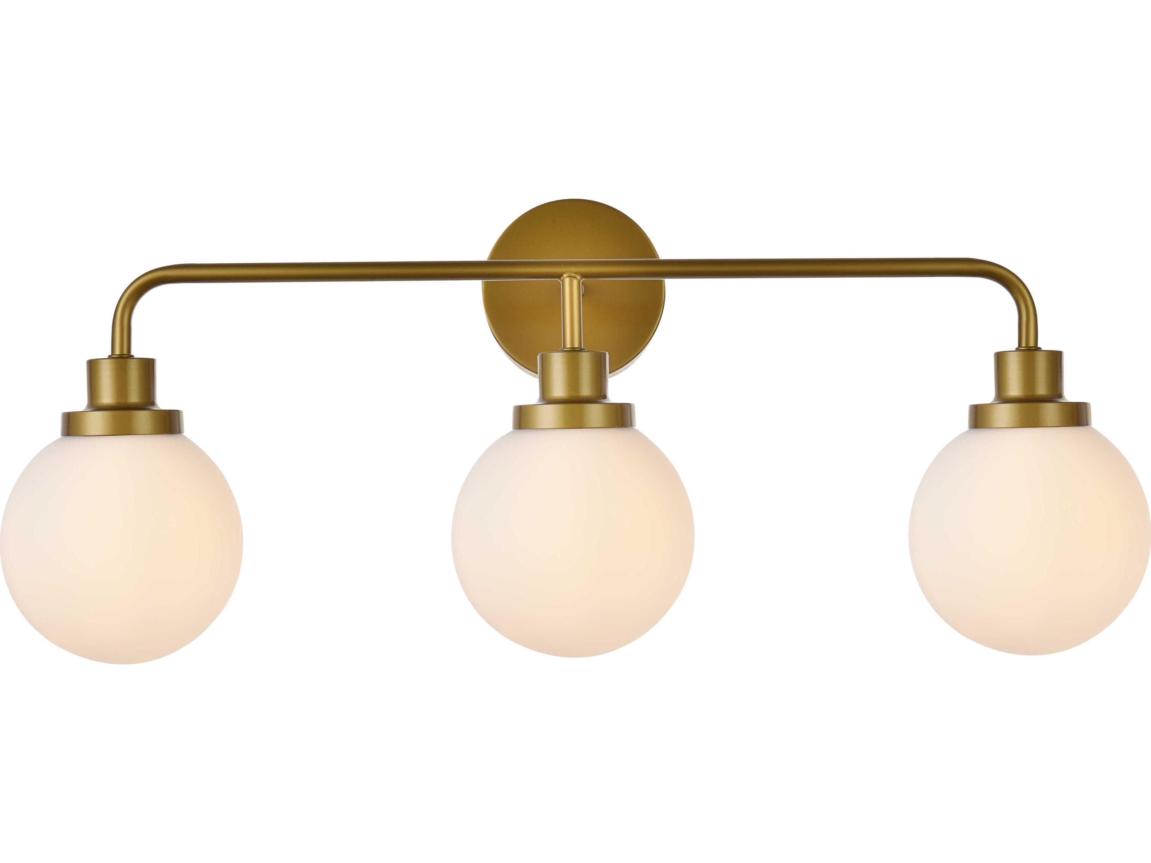 Elegant Lighting Hanson 3-Light Brass And Frosted Shade Glass Vanity Light