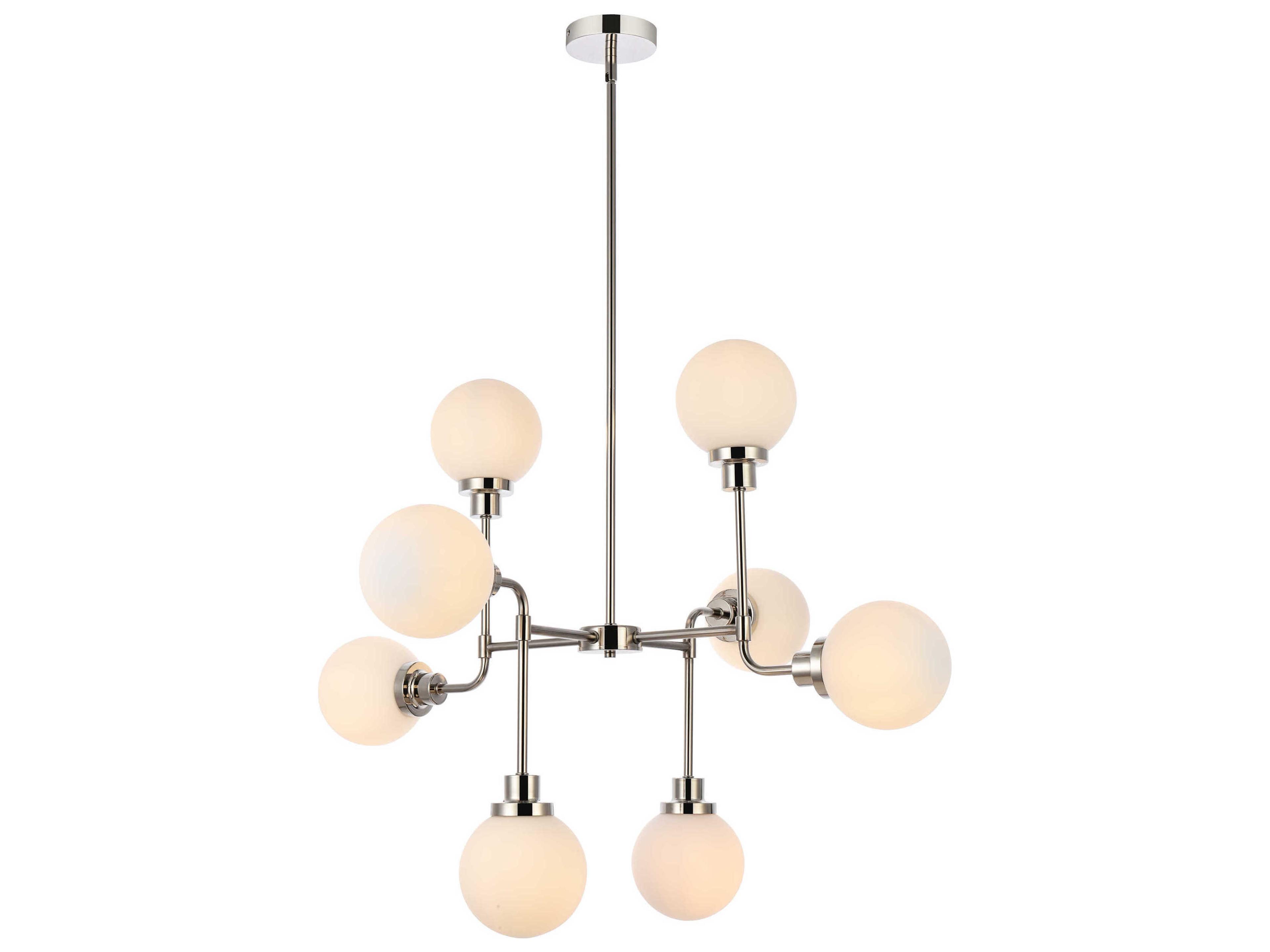 Elegant Lighting Hanson 8-Light Polished Nickel Glass Globe Chandelier