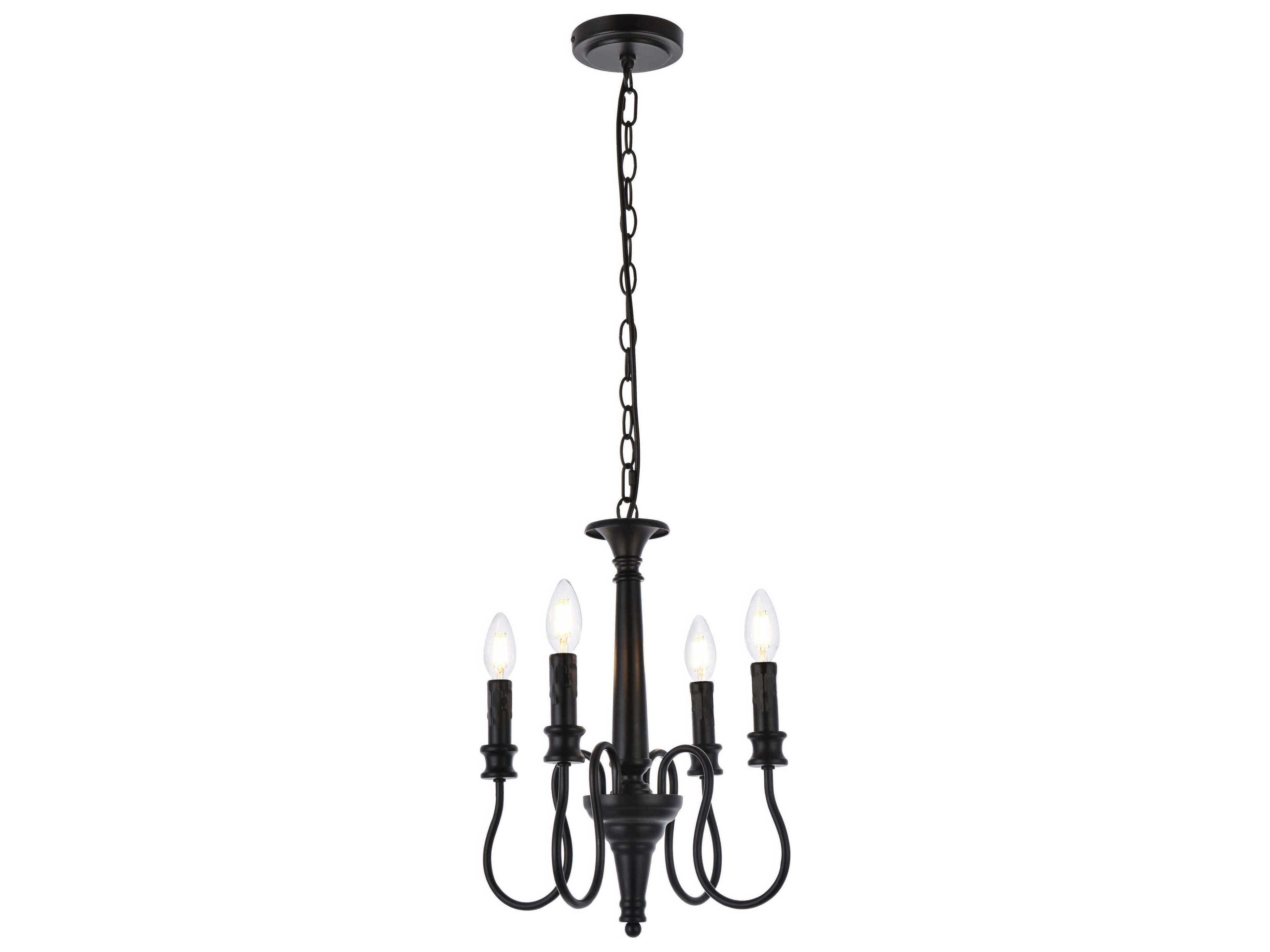 Elegant Lighting Flynx 4-Light Black Chandelier