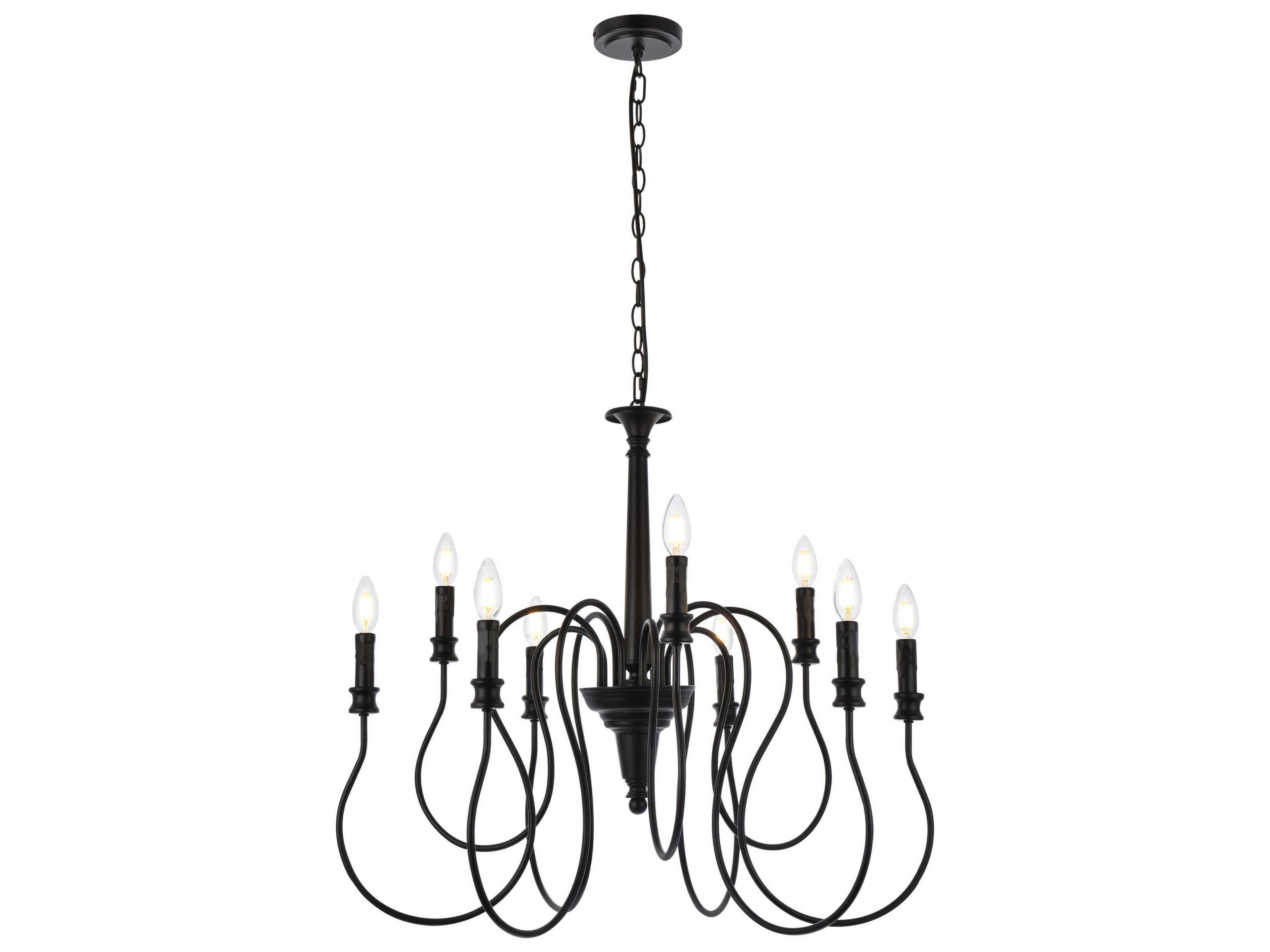 Elegant Lighting Flynx 9-Light Black Chandelier
