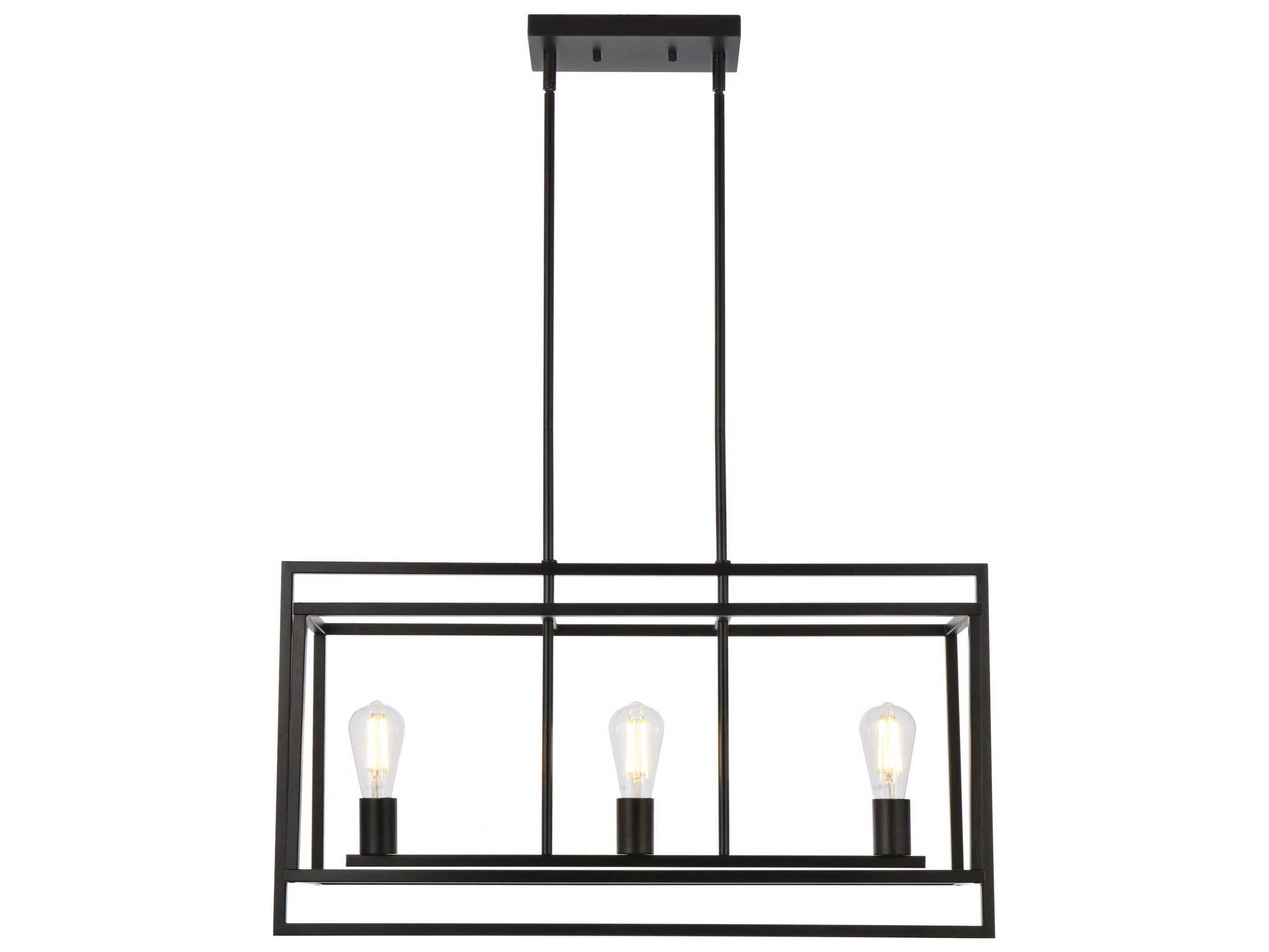 Elegant Lighting Voir 3-Light Black Geometric Island Pendant