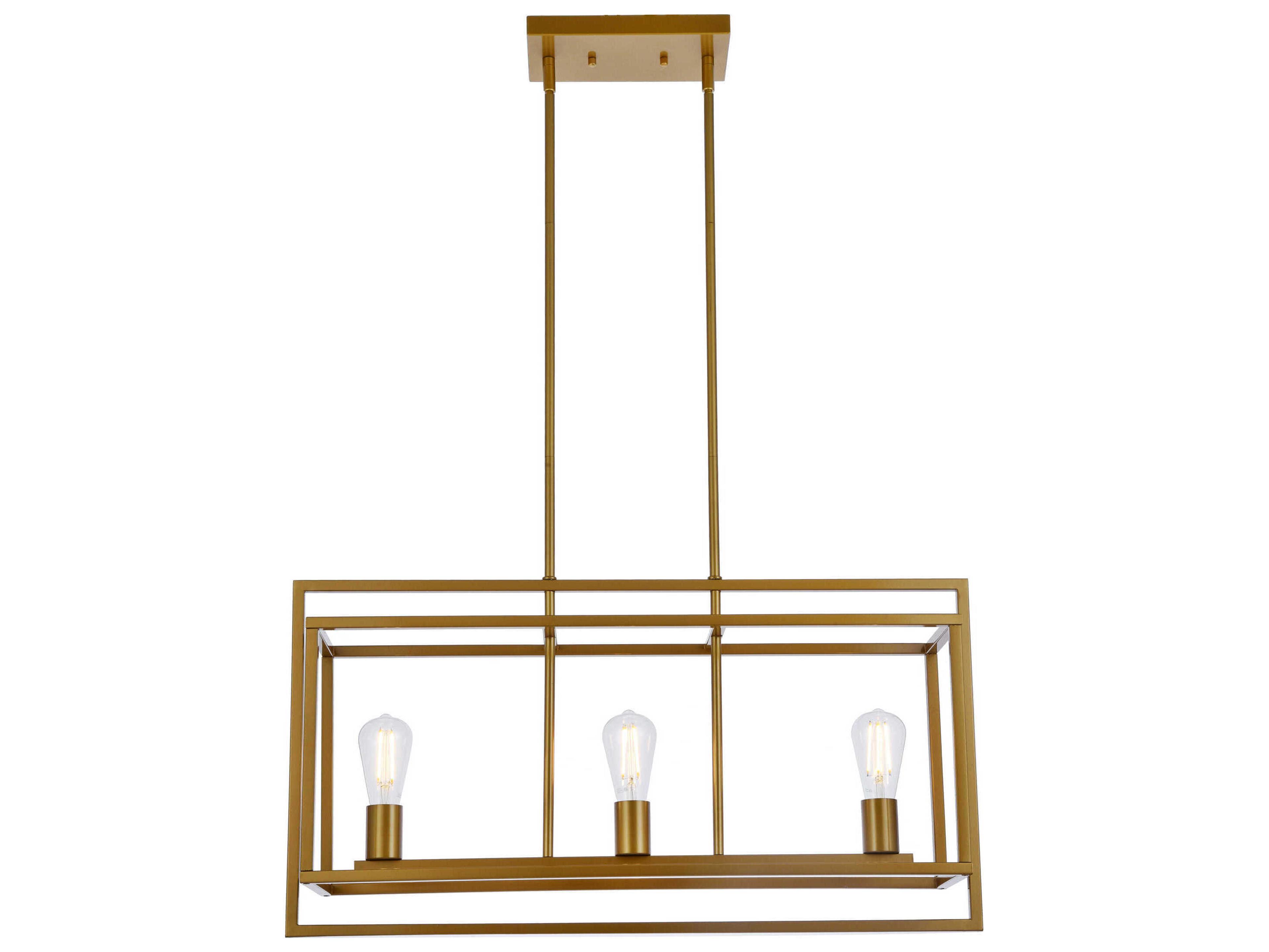 Elegant Lighting Voir 3-Light Brass Geometric Island Pendant