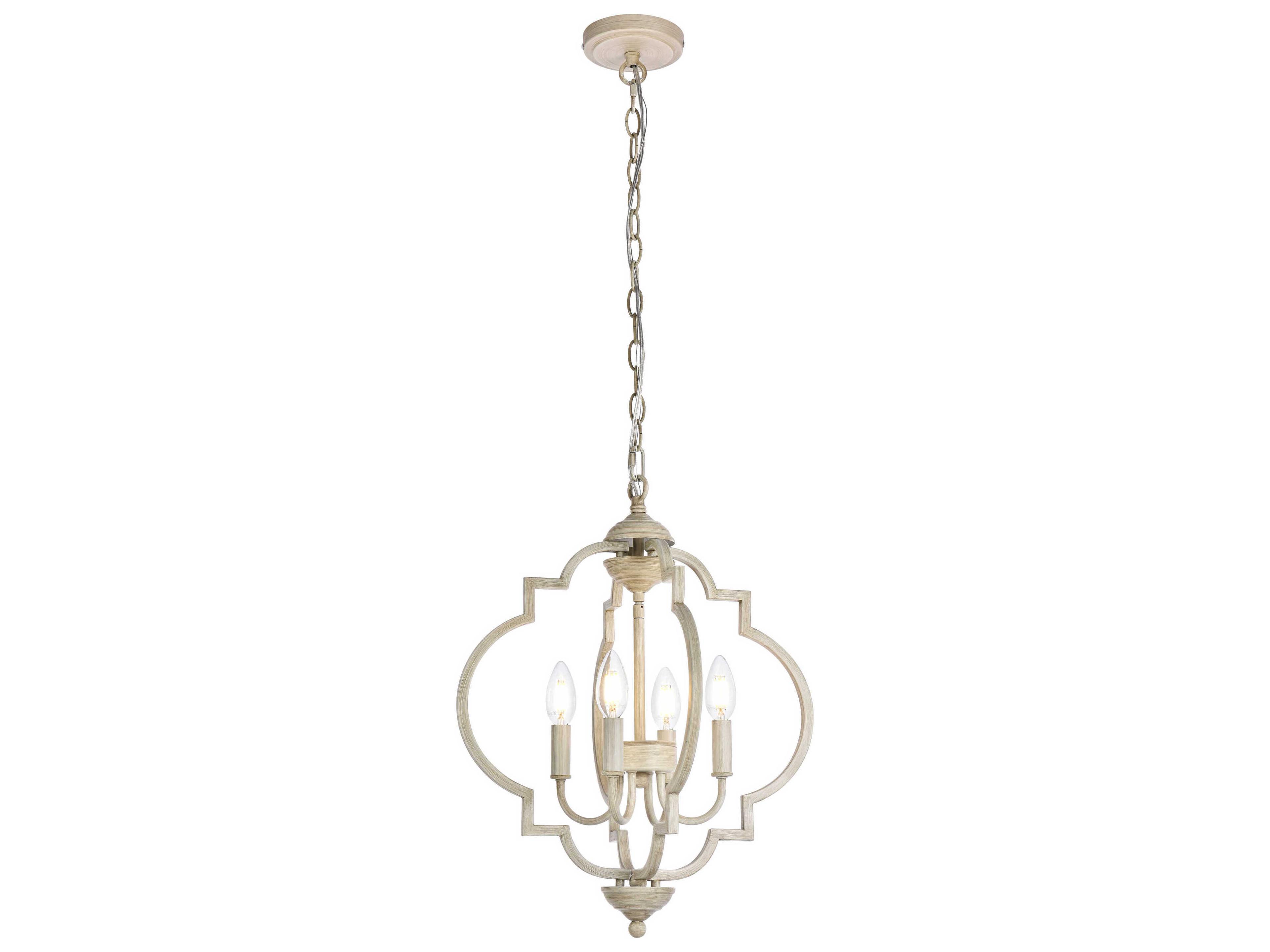 Elegant Lighting Sandara 4-Light Weathered Dove Gray Geometric Chandelier