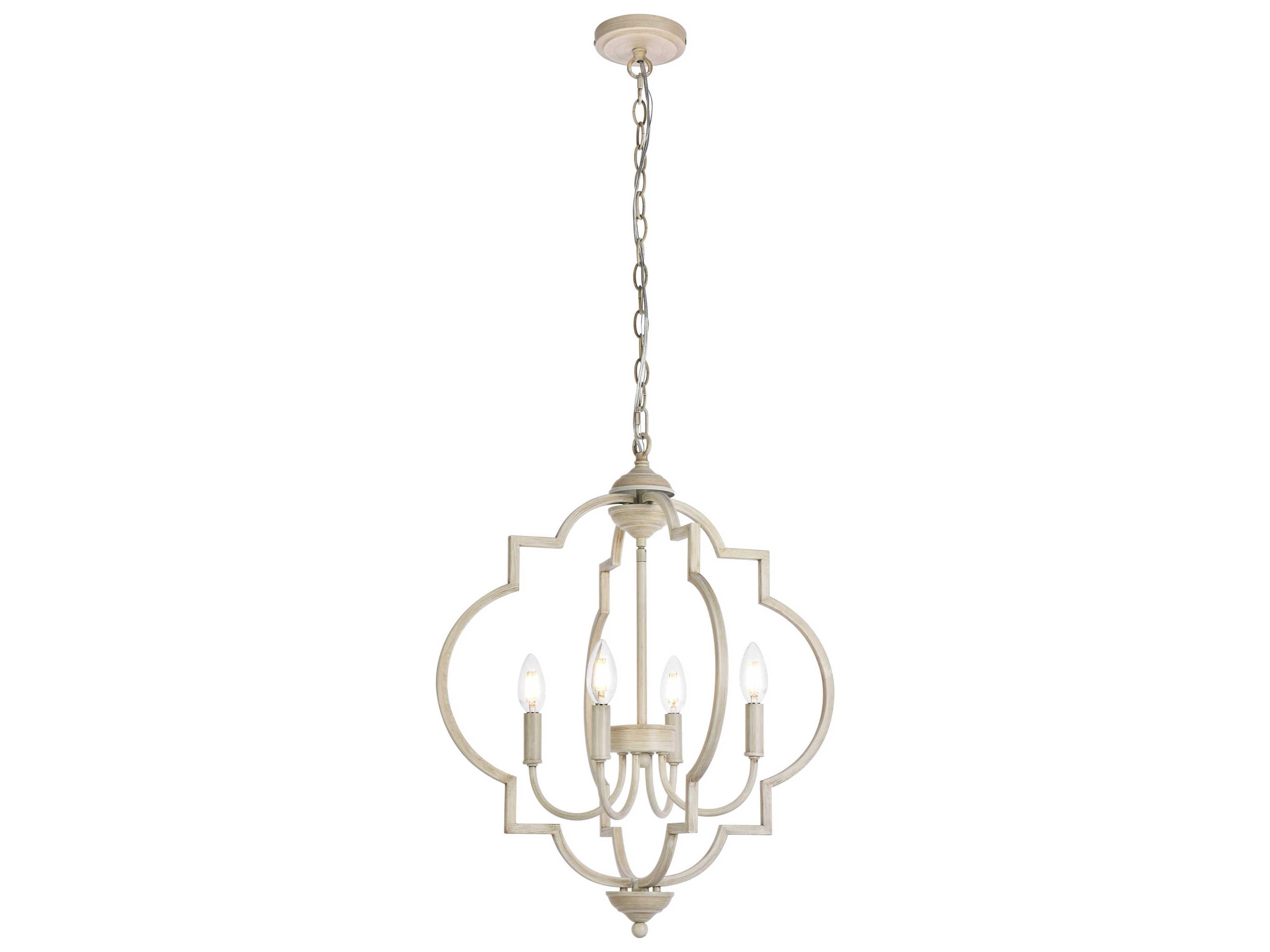 Elegant Lighting Sandara 4-Light Weathered Dove Gray Geometric Chandelier