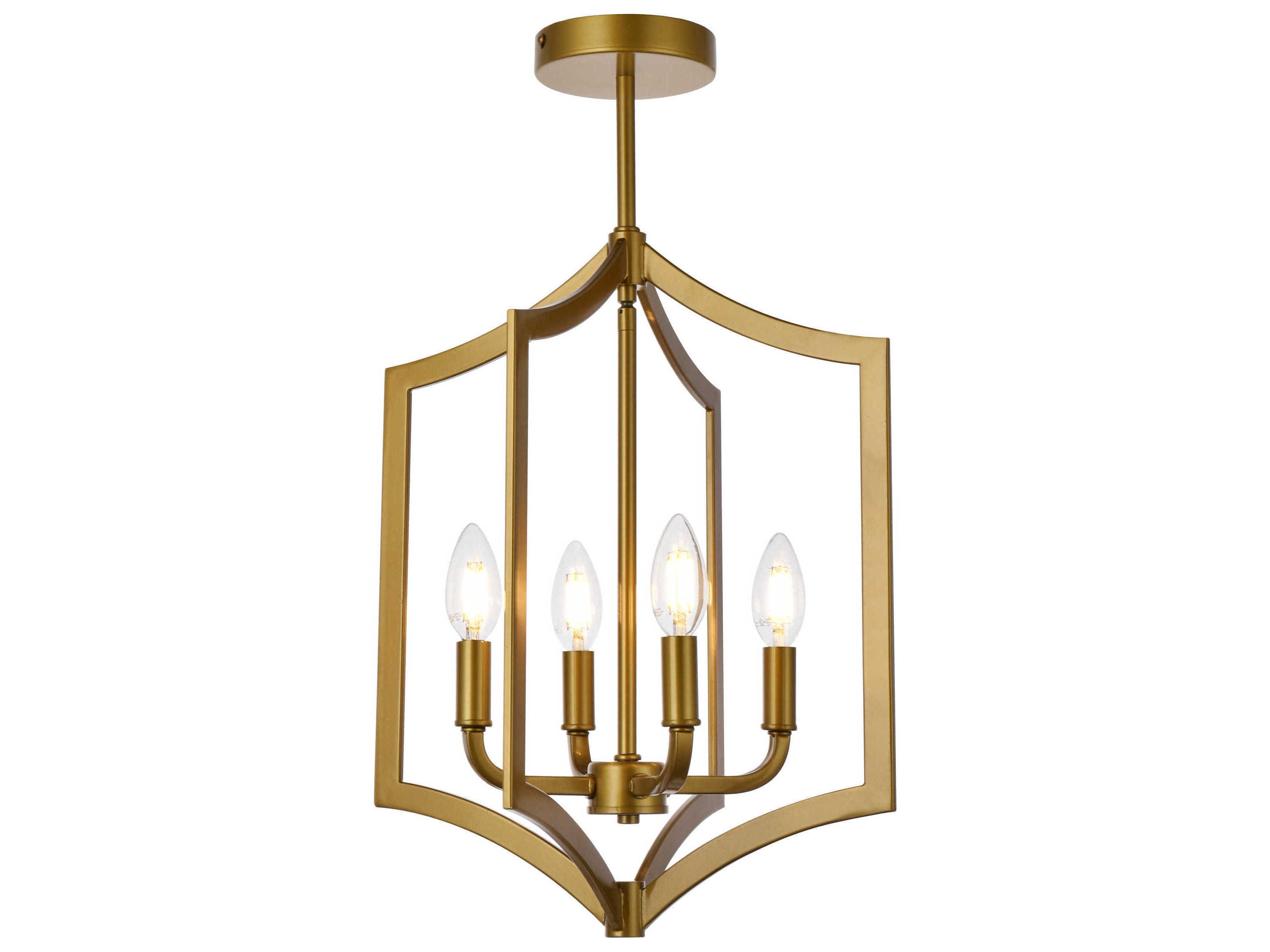 Elegant Lighting Kiera 4-Light Brass Semi Flush Mount