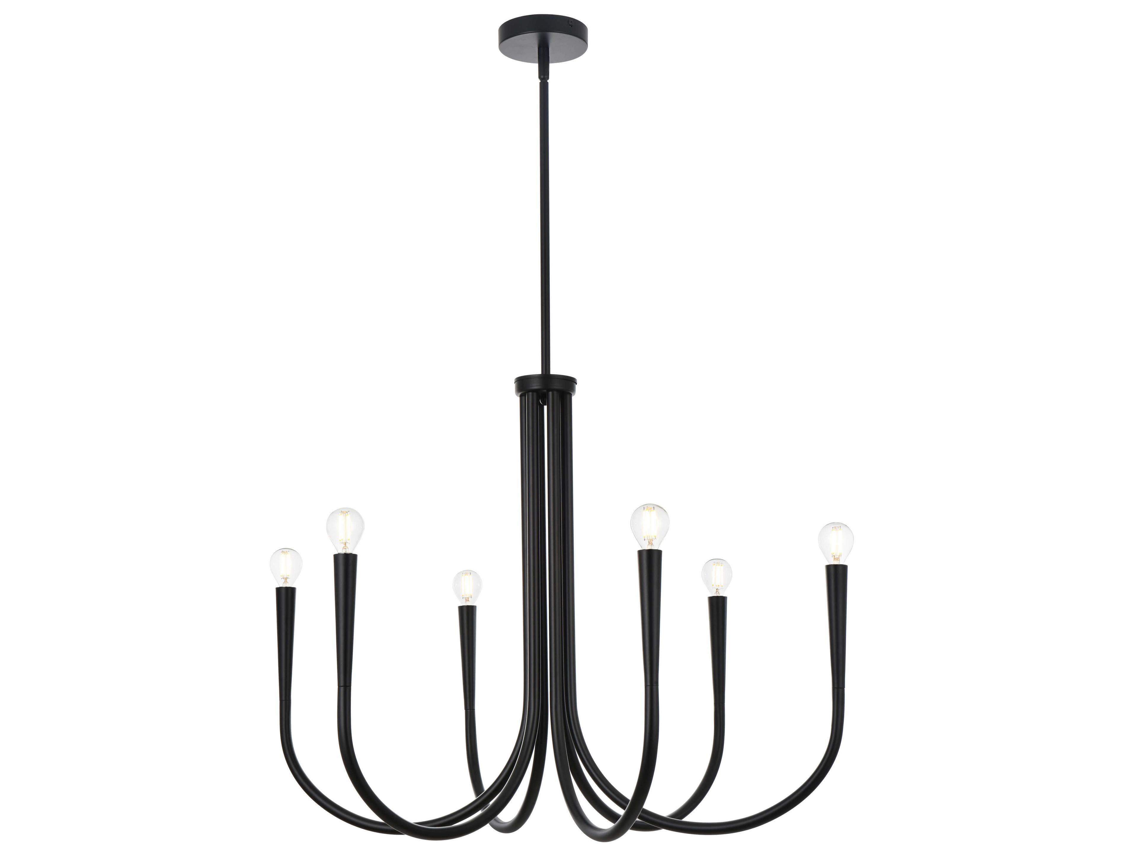 Elegant Lighting Layne 6-Light Black Chandelier