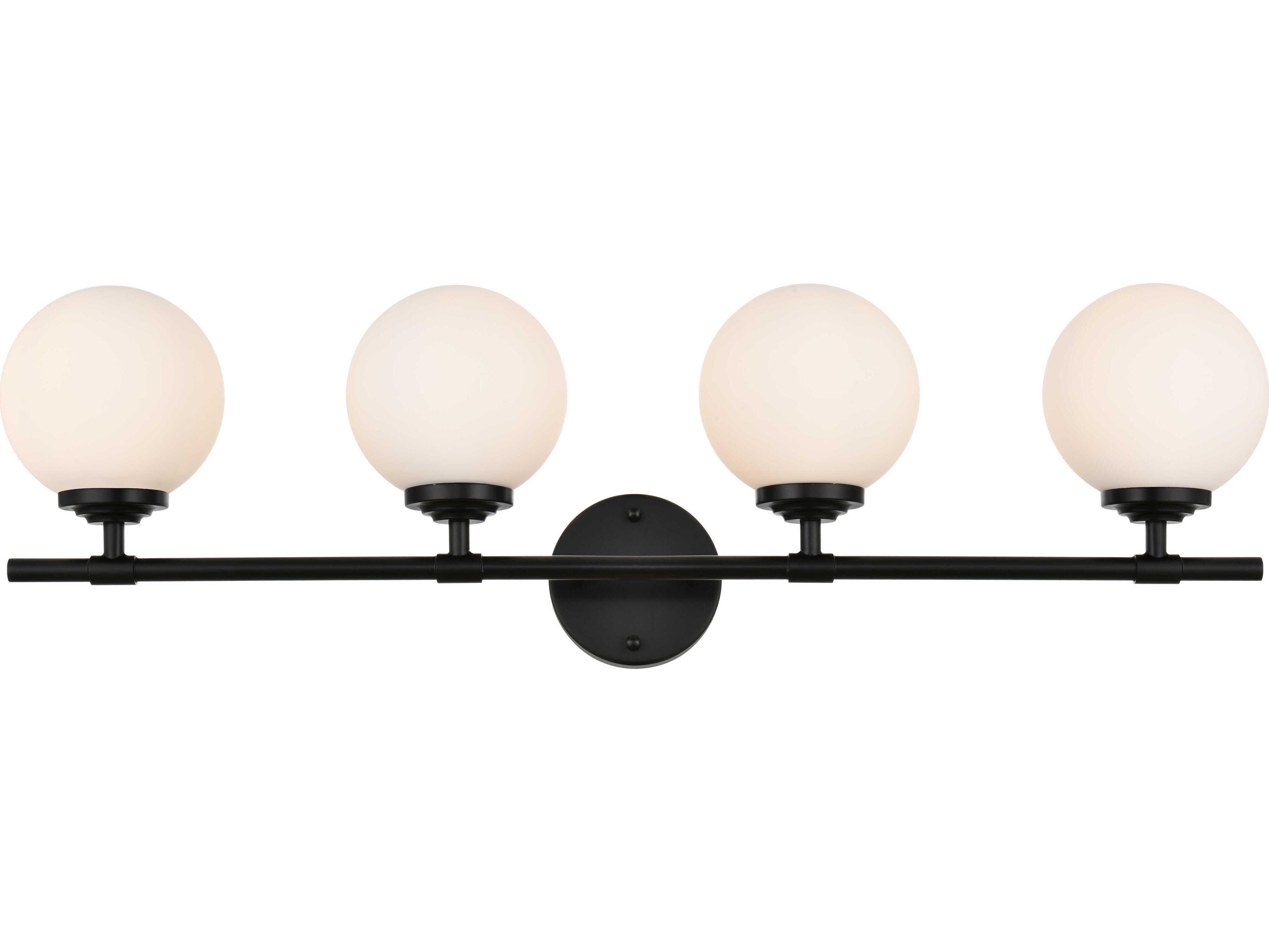 Elegant Lighting Ansley 4-Light Black Glass Vanity Light