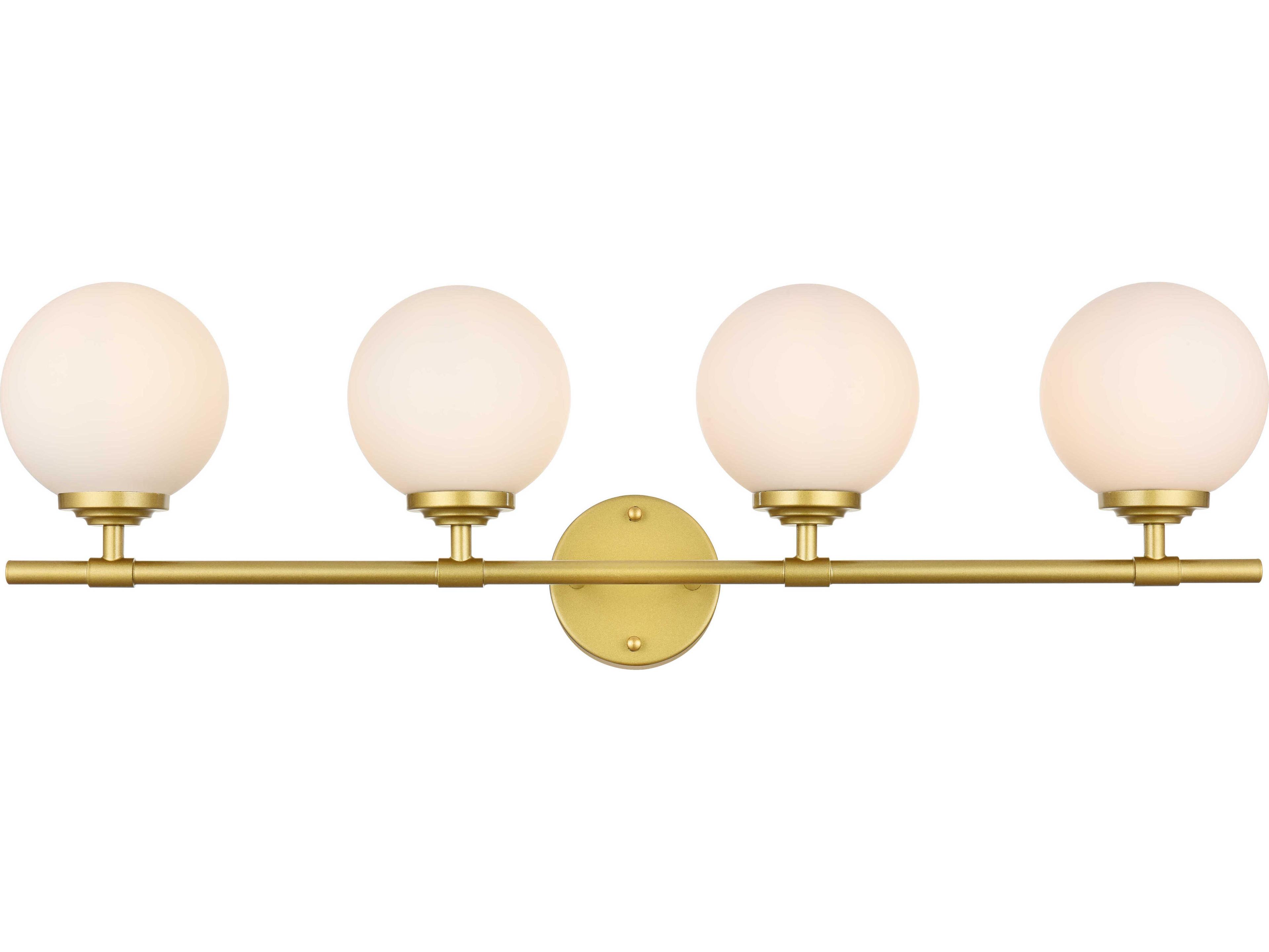 Elegant Lighting Ansley 4-Light Brass Glass Vanity Light