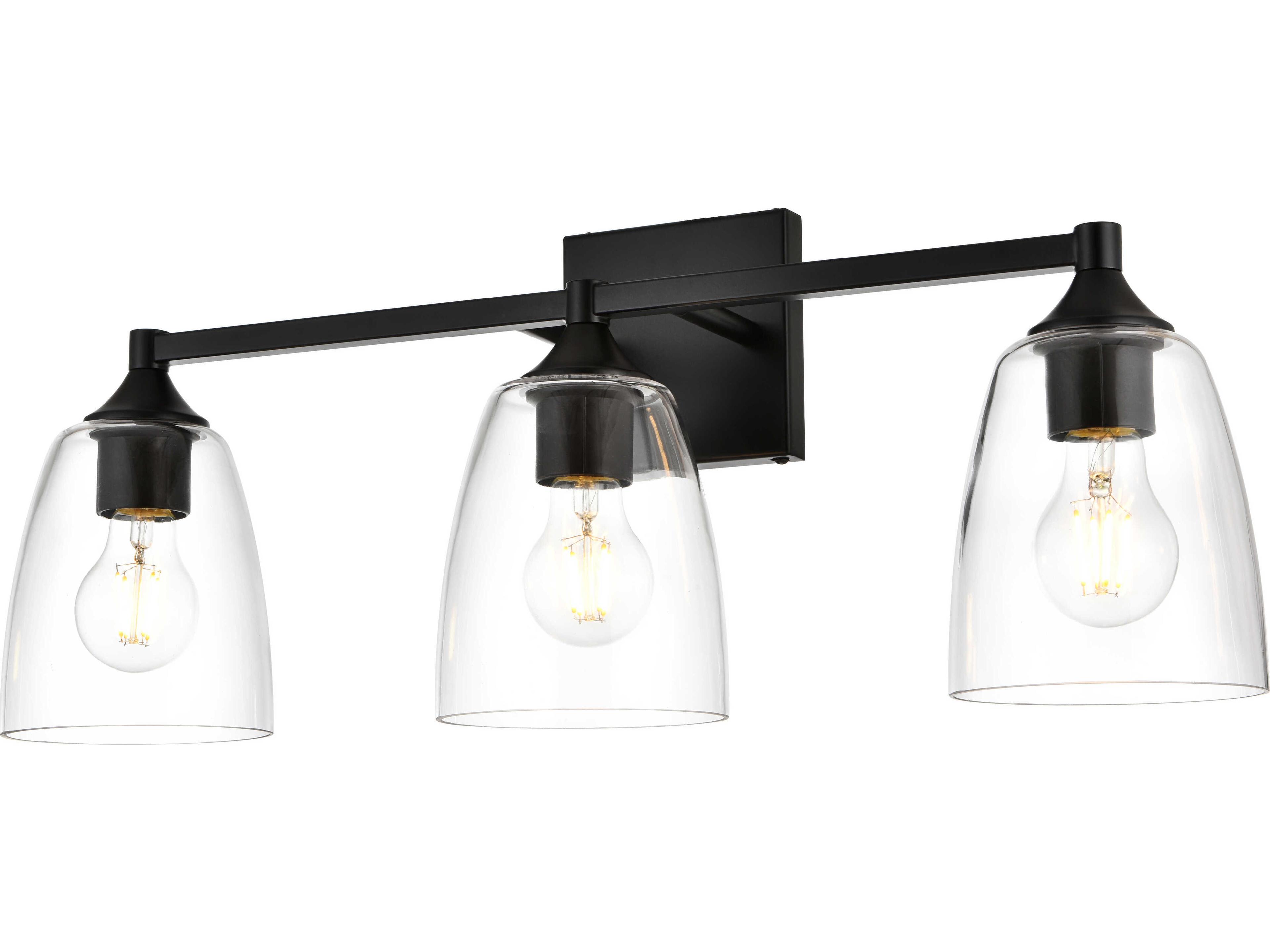 Elegant Lighting Gianni 3-Light Black Glass Vanity Light