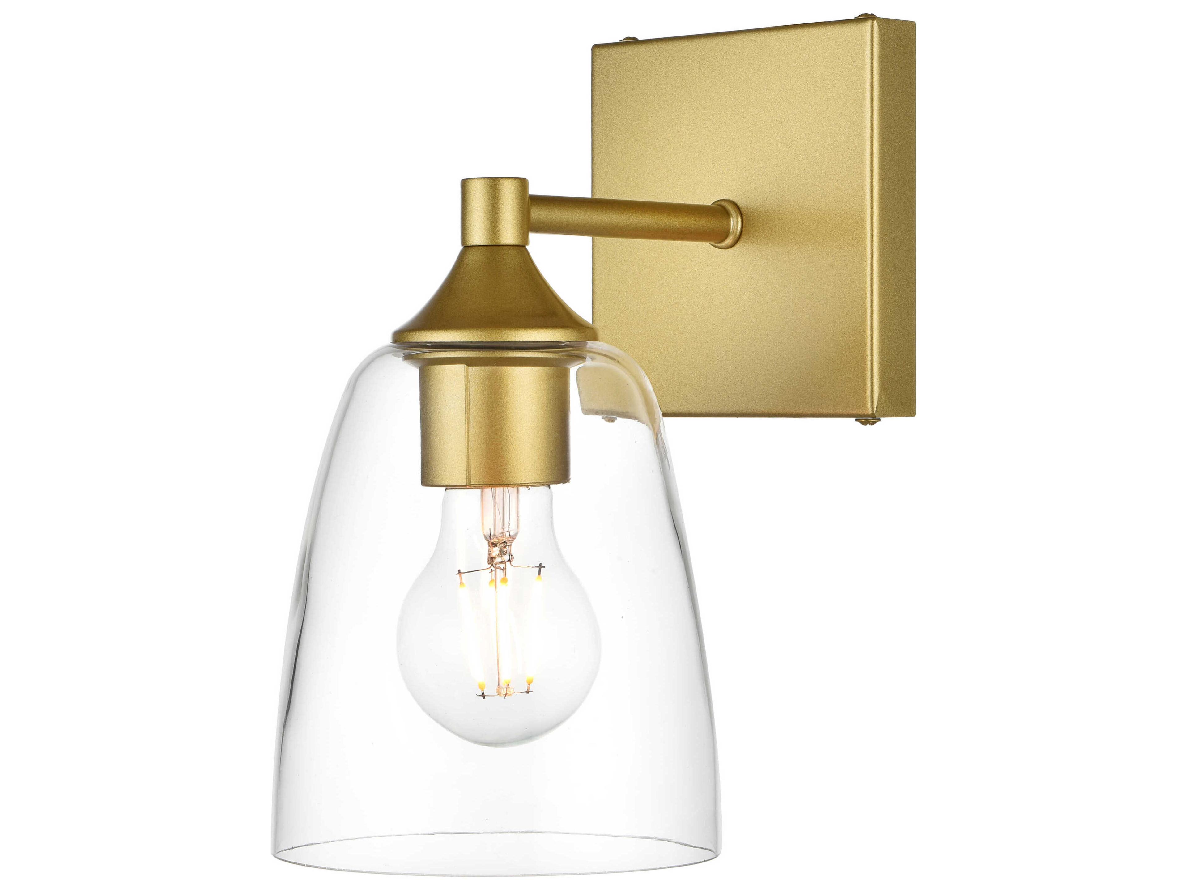 Elegant Lighting Gianni 1-Light Brass Glass Wall Sconce