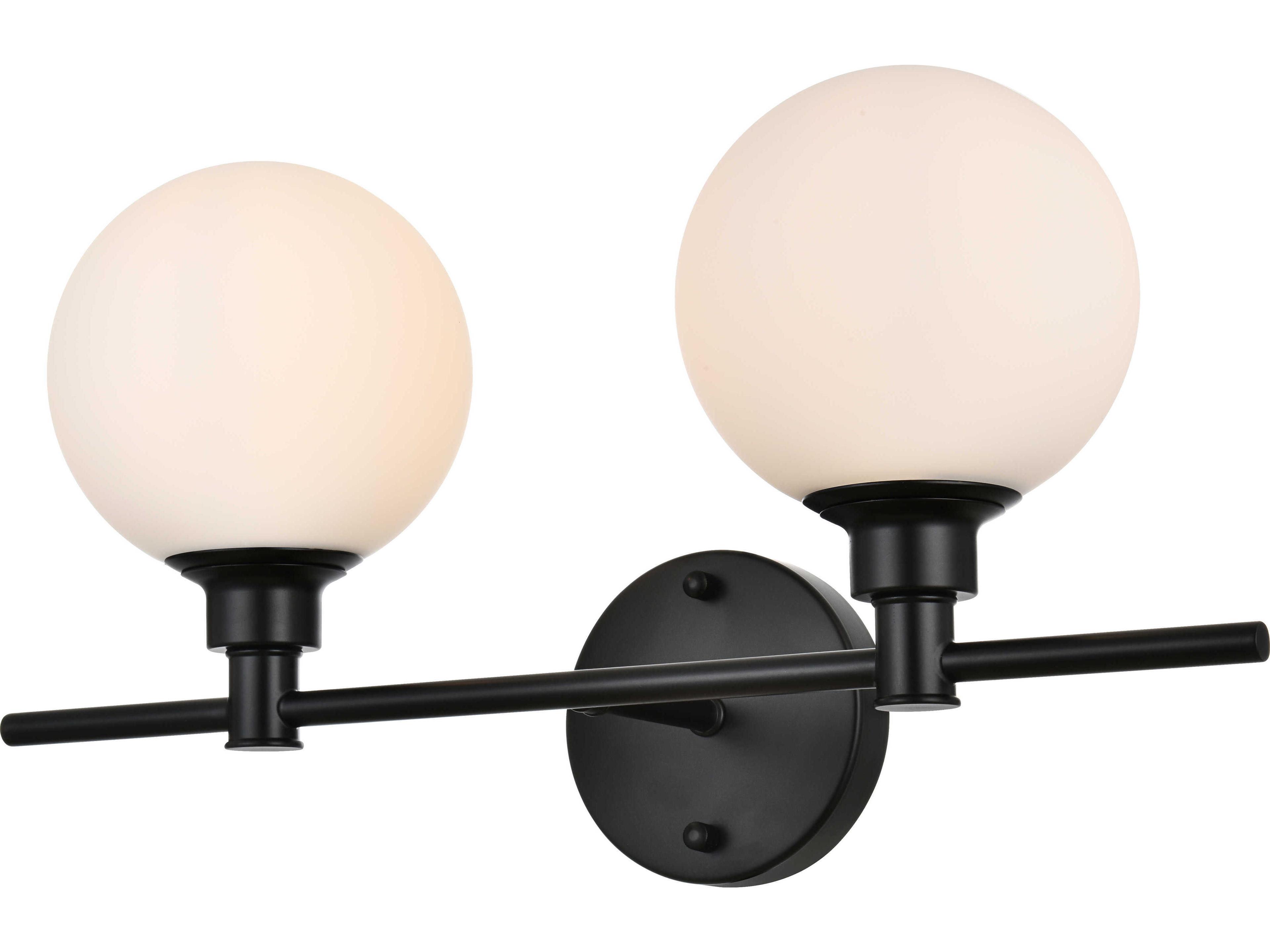 Elegant Lighting Cordelia 2-Light Black Glass Vanity Light