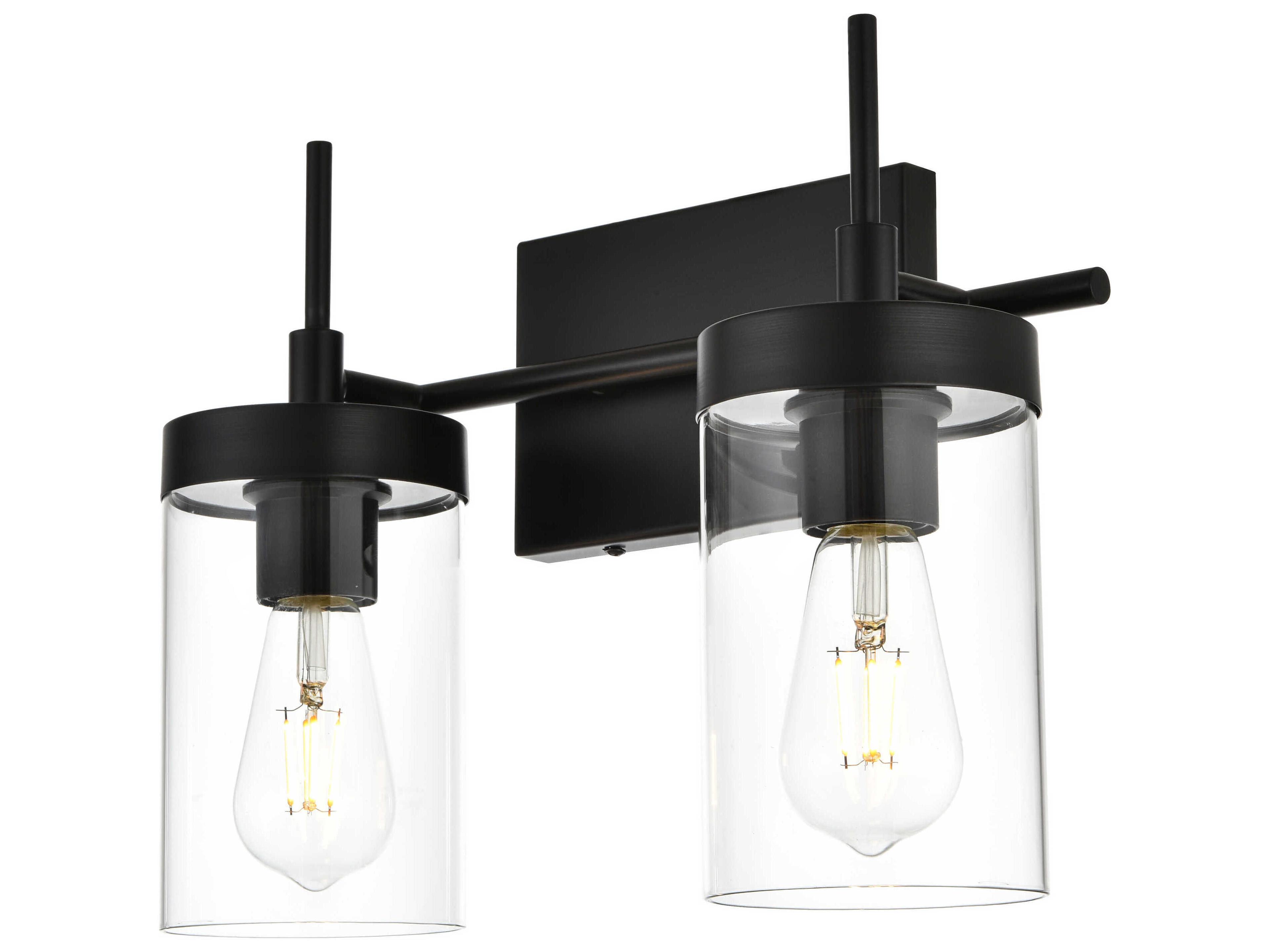 Elegant Lighting Benny 2-Light Black Glass Vanity Light