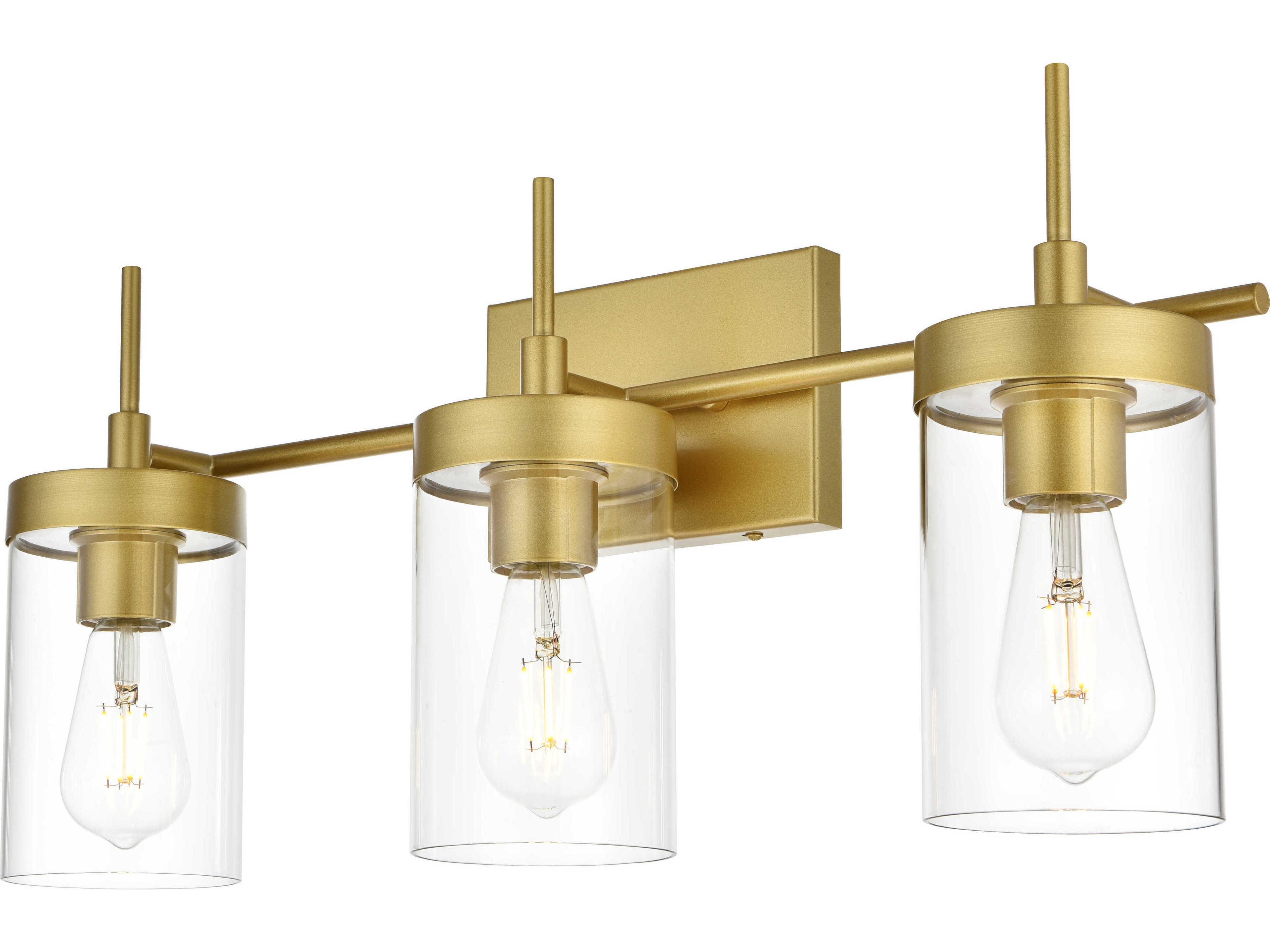 Elegant Lighting Benny 3-Light Brass Glass Vanity Light