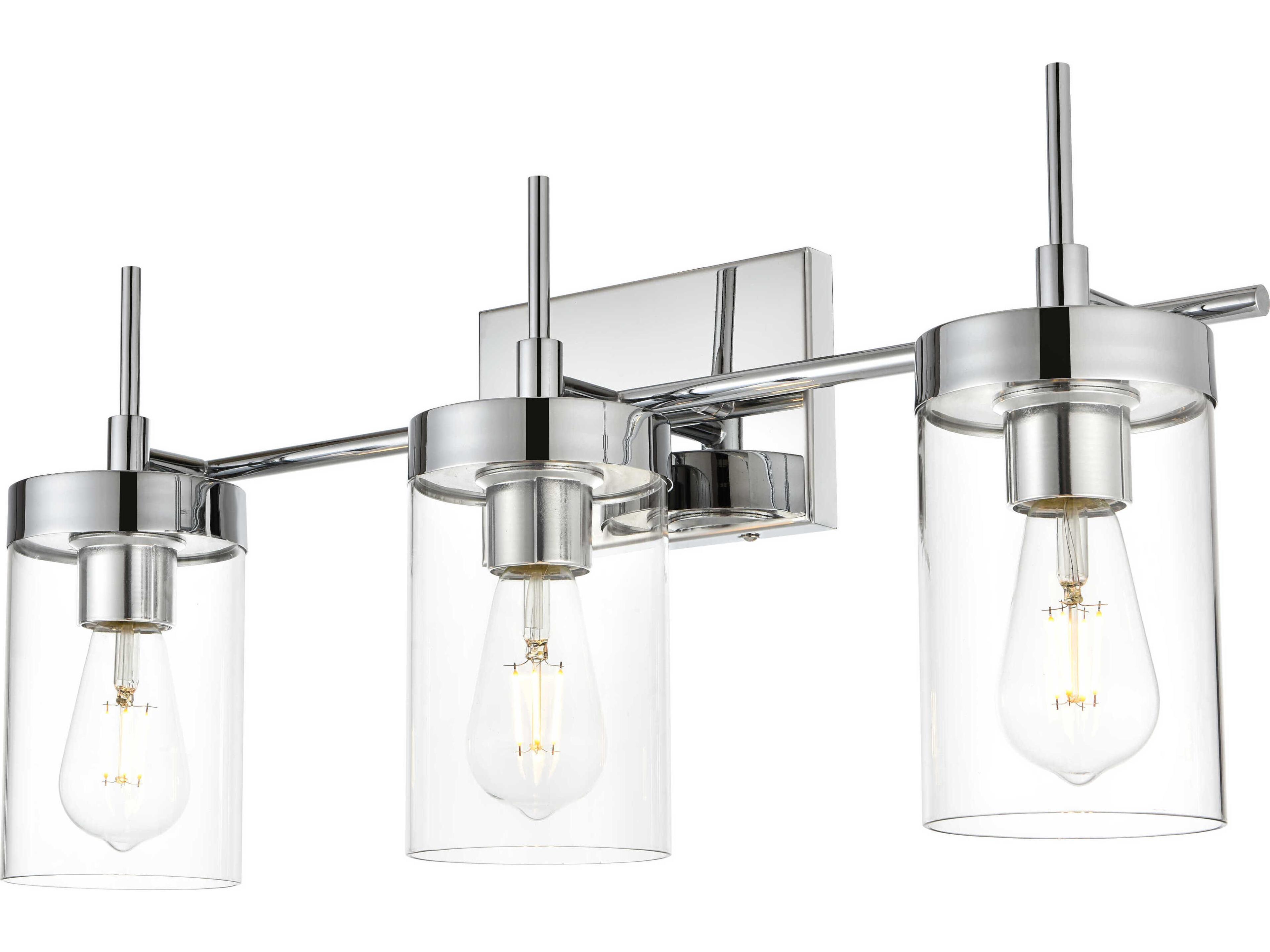 Elegant Lighting Benny 3-Light Chrome Glass Vanity Light