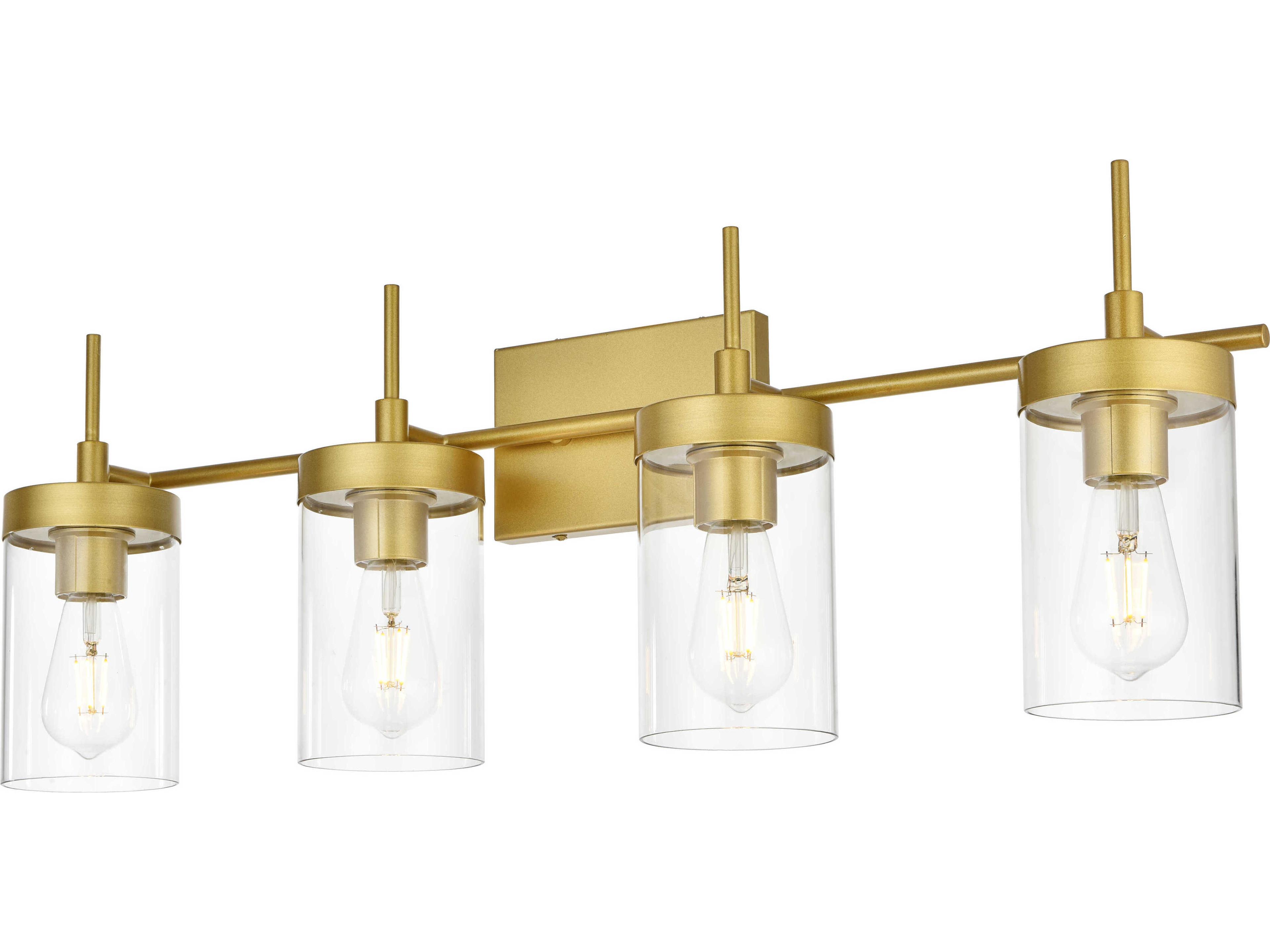 Elegant Lighting Benny 4-Light Brass Glass Vanity Light