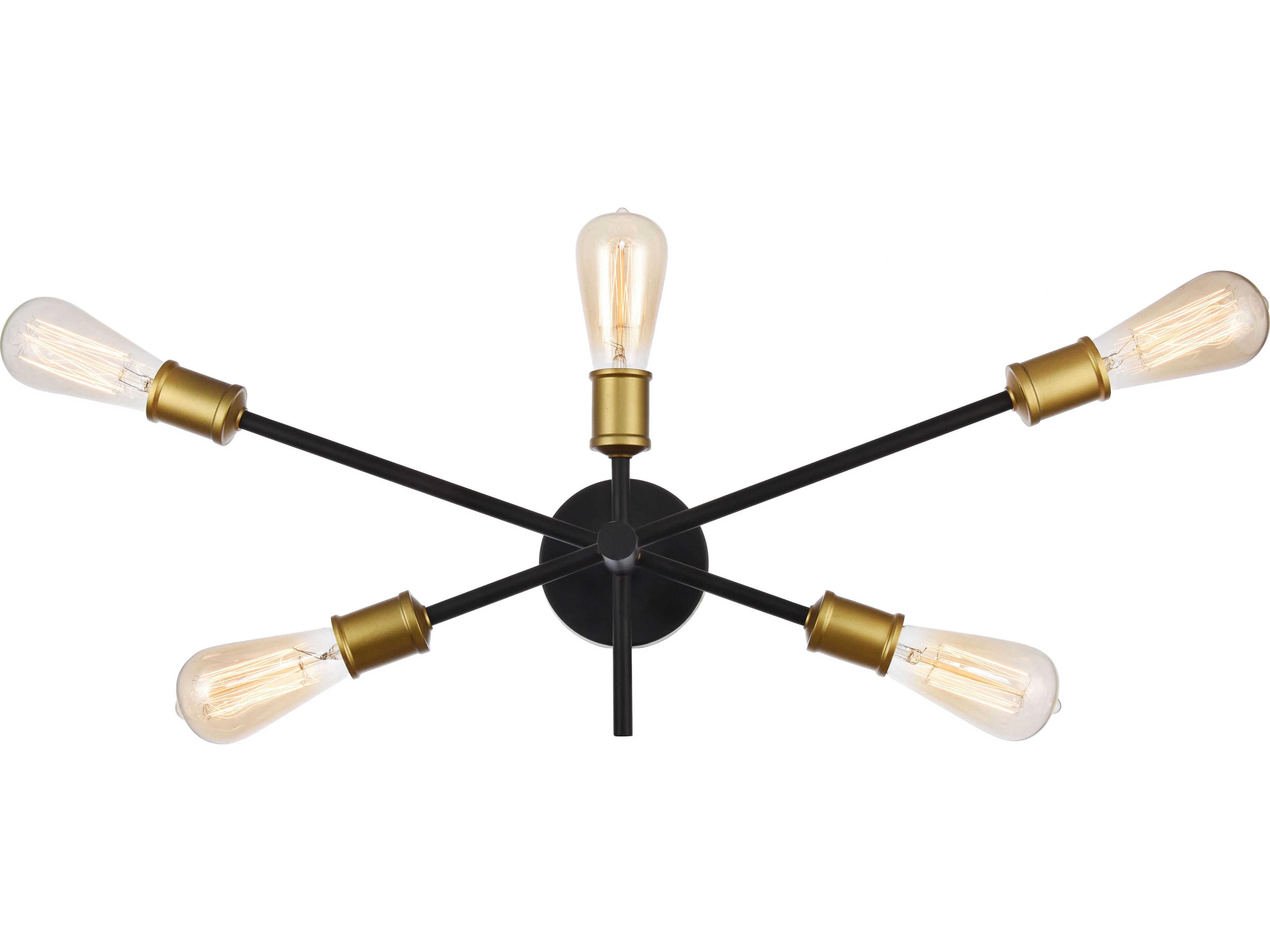 Elegant Lighting Axel 5-Light Black Brass Wall Sconce