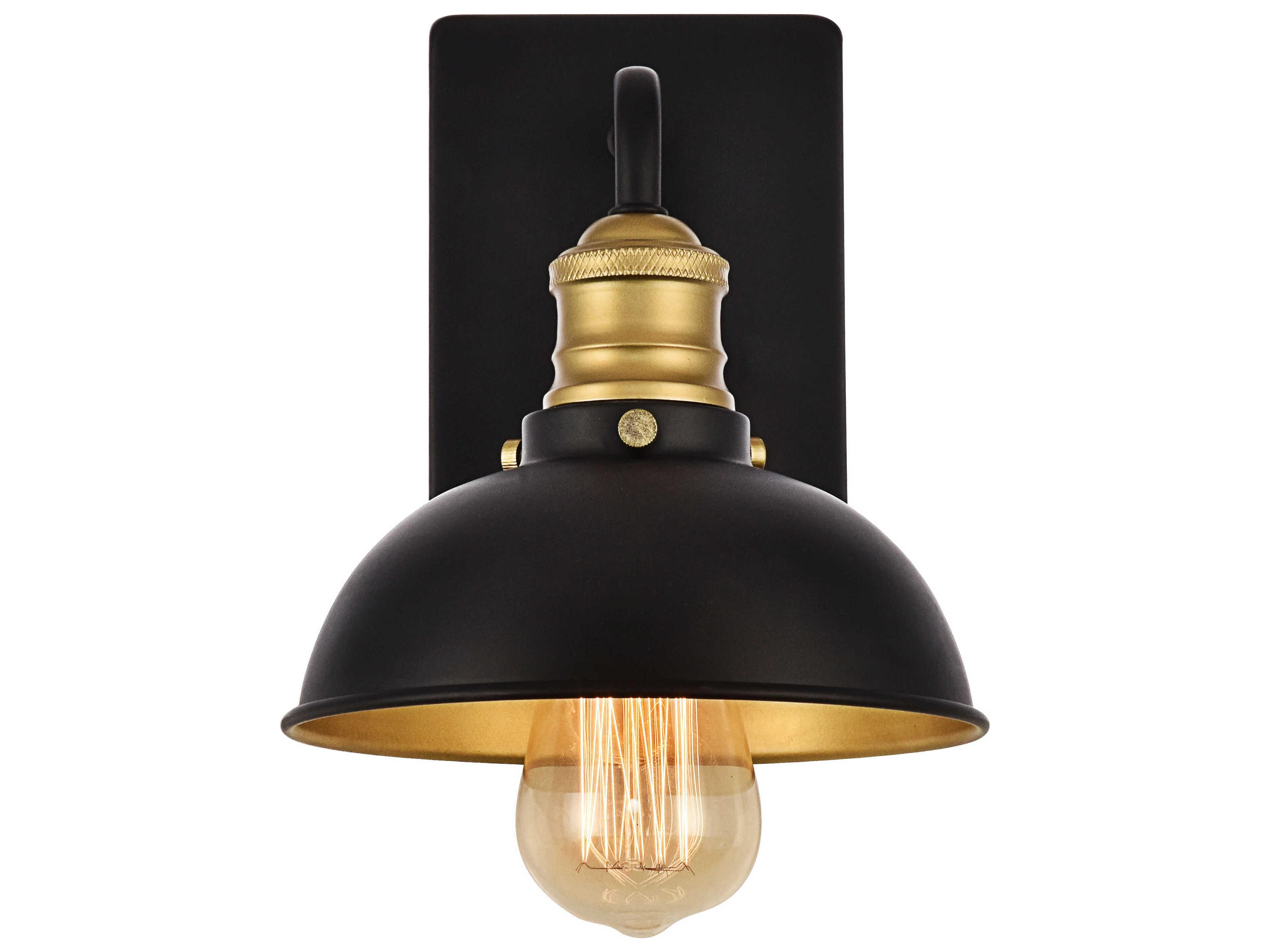 Elegant Lighting Anders 1-Light Black Brass Glass Wall Sconce