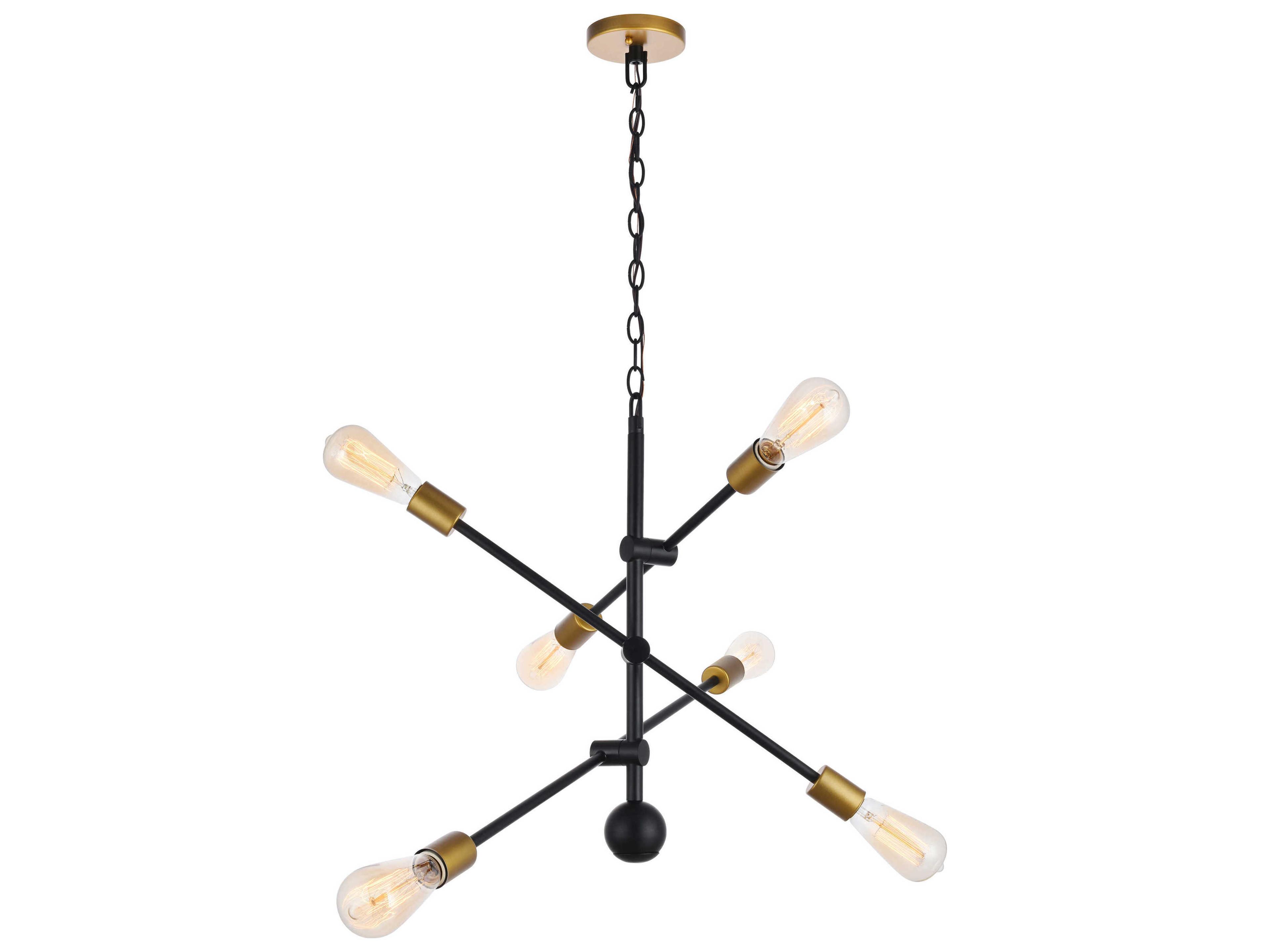 Elegant Lighting Axel 6-Light Black Brass Sputnik Pendant