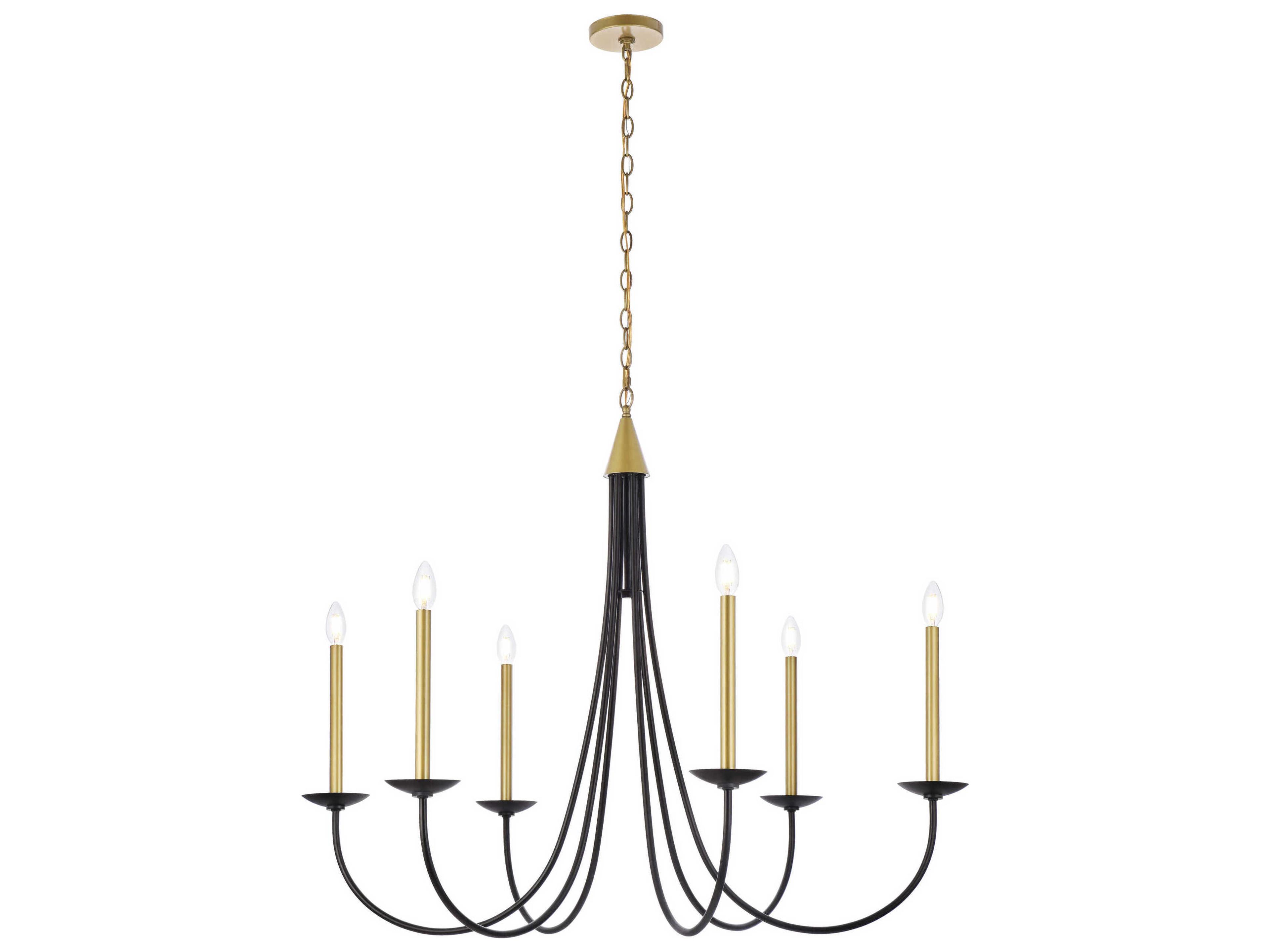 Elegant Lighting Cohen 6-Light Black And Brass Chandelier