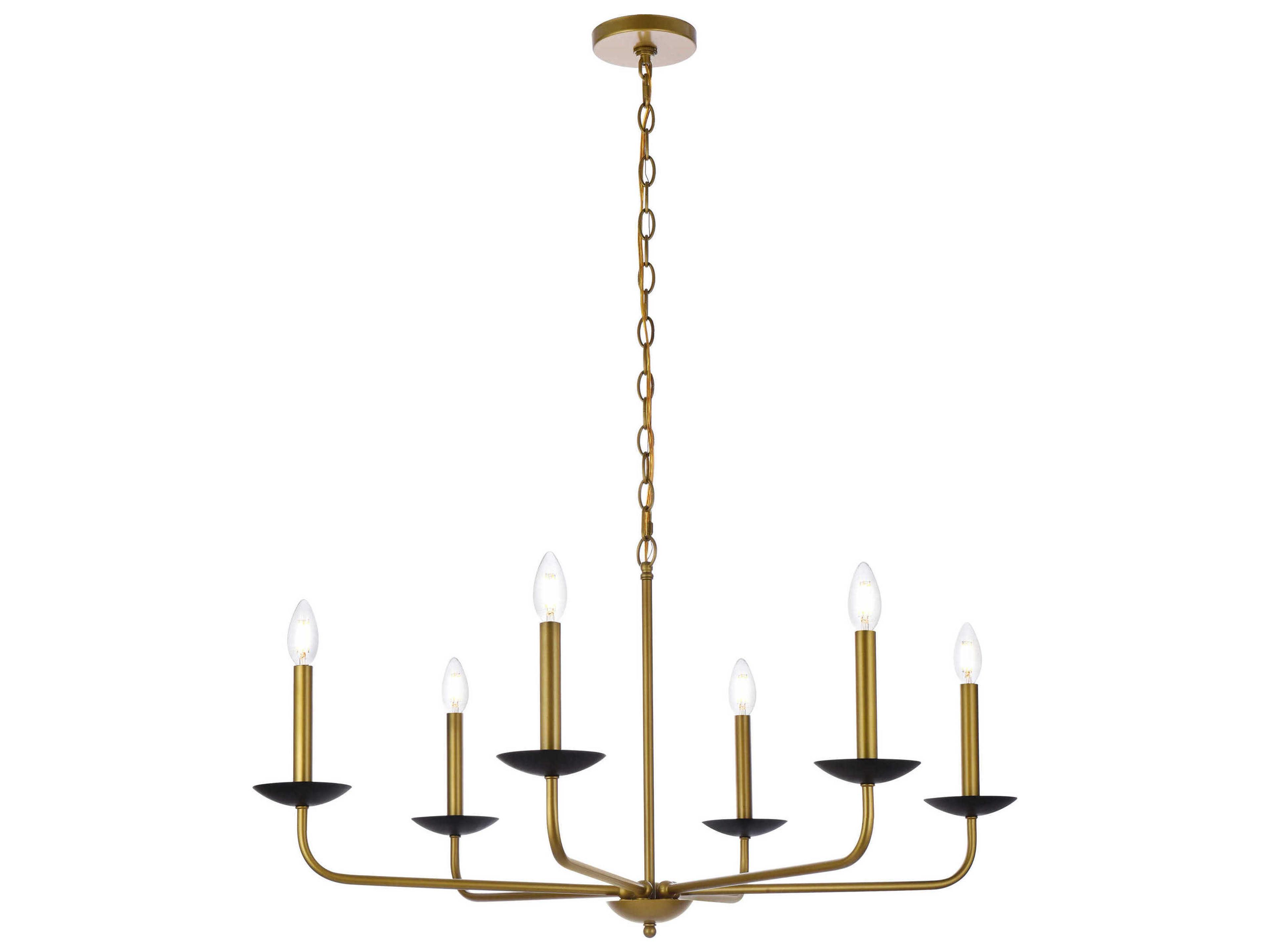 Elegant Lighting Cohen 6-Light Black And Brass Chandelier