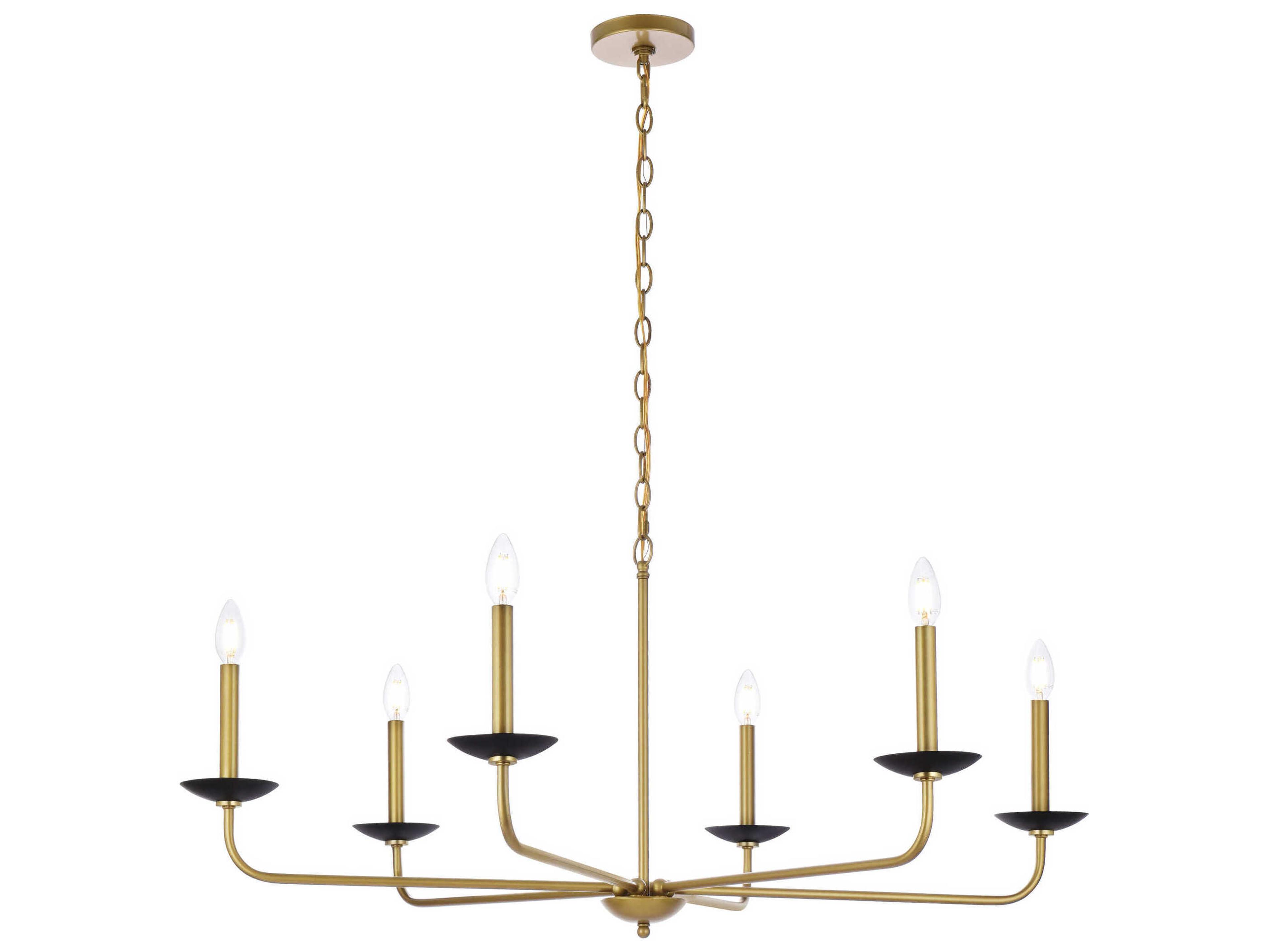 Elegant Lighting Cohen 6-Light Black And Brass Chandelier